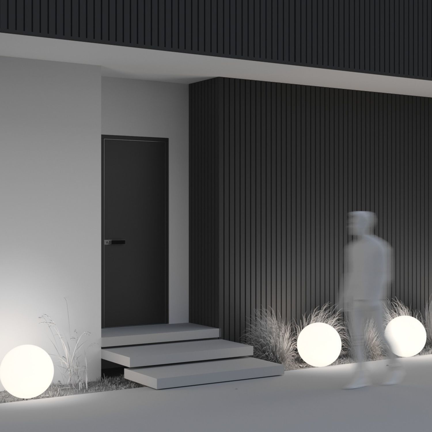 Lampe d'extérieur avec piquet de terre E27 IP54 49 cm Gris Blanc rond Drinnen, Innenarchitektur, Beleuchtung, Tür, Person