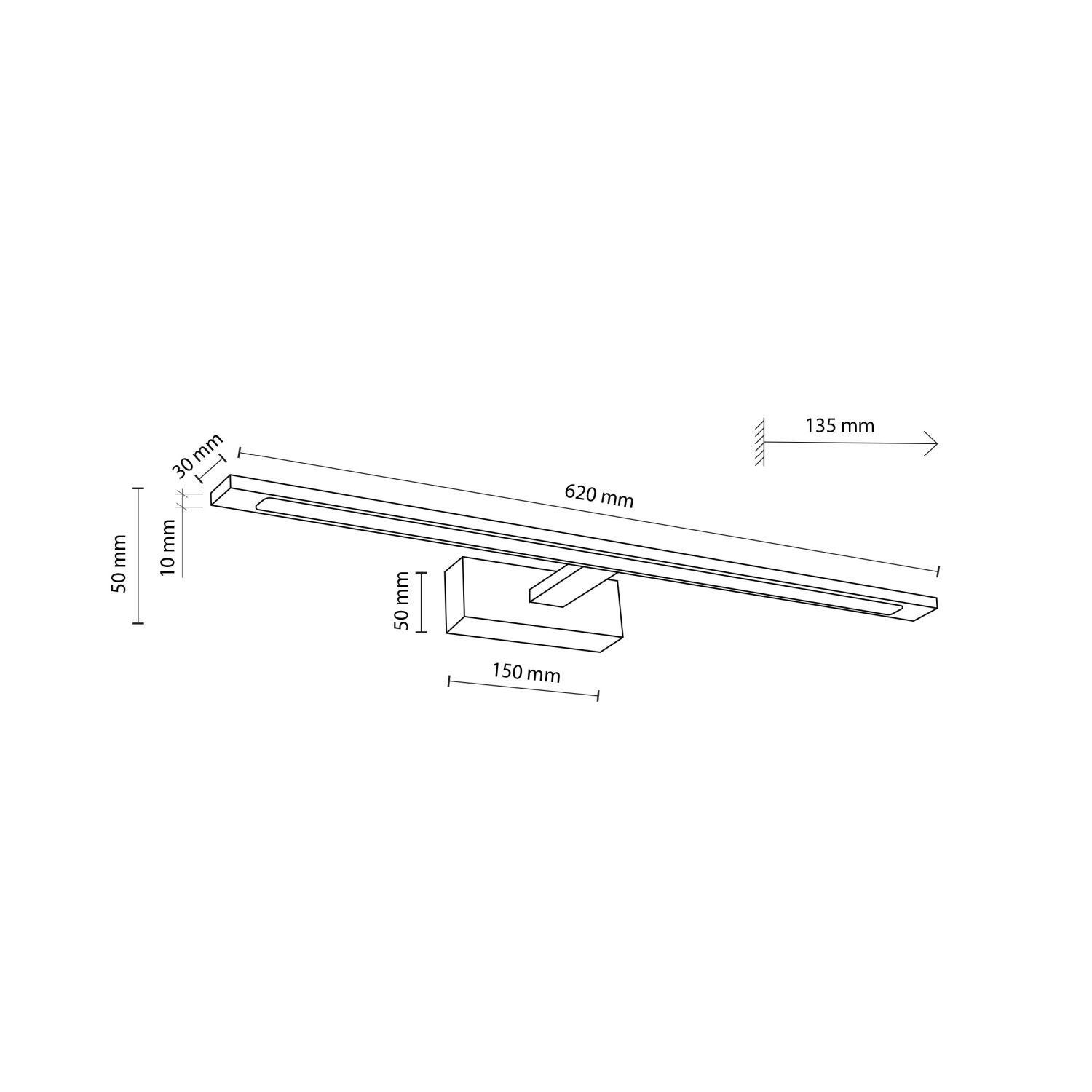 Lampe à tableau LED chrome 62 cm de long blanc neutre 4000 K métal