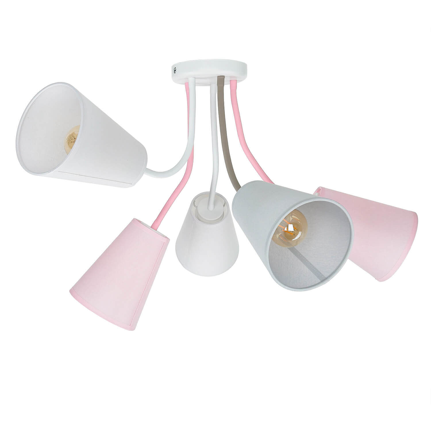 Lampe de plafond chambre d'enfant rose gris blanc flexible