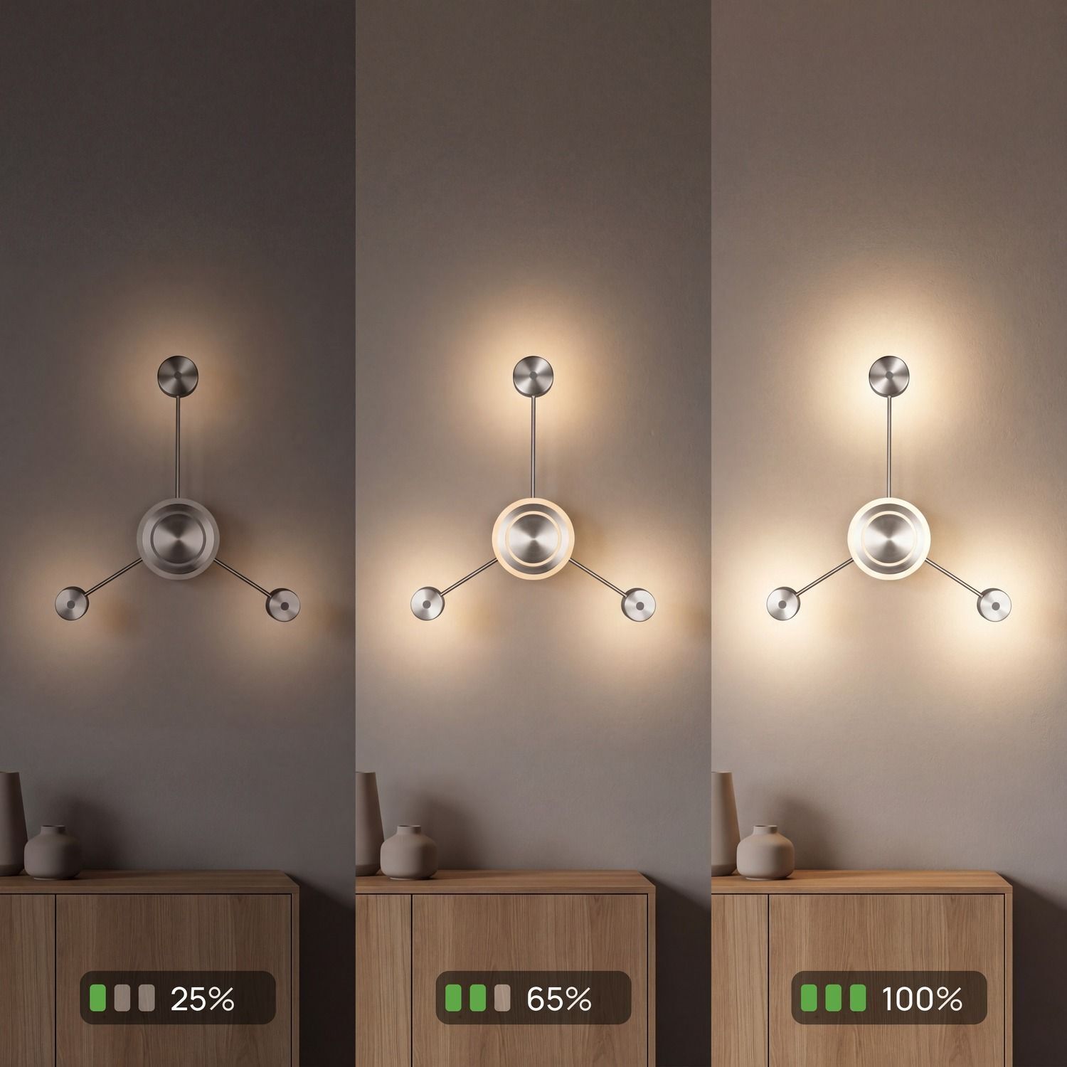 Wandlampe, Wandbeleuchtung, Dreiarmlampe, Deko-Lampe, Lampenschirm】