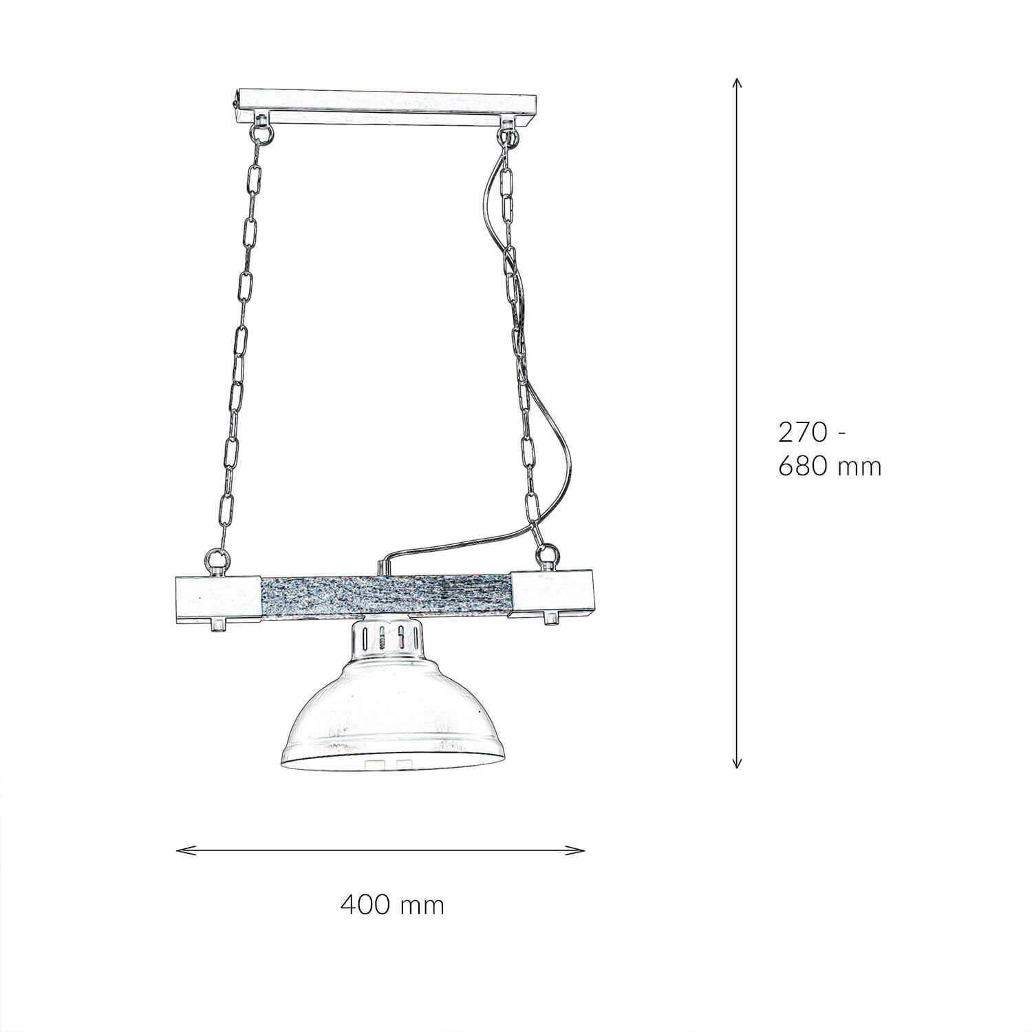 HAKON Lampe suspendue Bois véritable Marron Métal Vintage