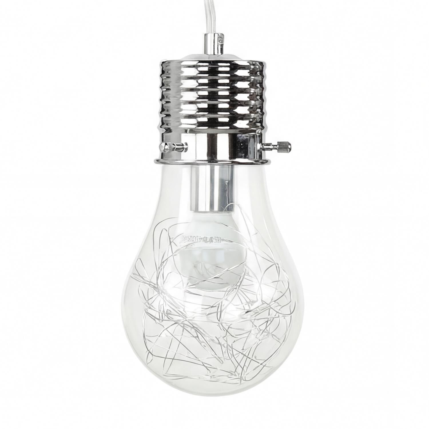 pendelleuchte-hangelampe-gluehbirne-chrom-modern-design-4 Glühbirne, Hängelampe, Dekolampe, Kabeldraht, Klarglas Bulb