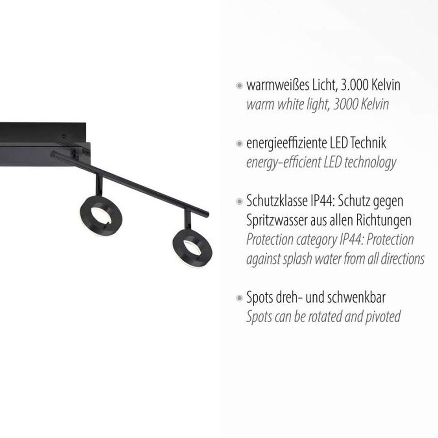 Flexibler LED Deckenstrahler Anthrazit IP44 94 cm 26 W Flexibler LED Deckenstrahler Anthrazit IP44 94 cm 26 W