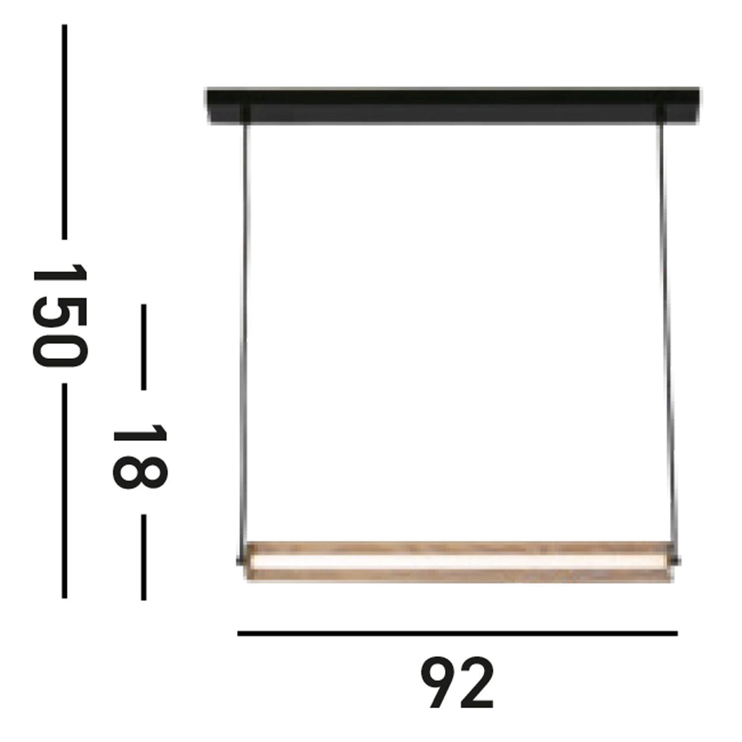 LED Pendelleuchte in Gold Schwarz Metall 26 W 92 cm hängelampe, pendellampe, deckeneinbau, stahlkabel, holz-akzent