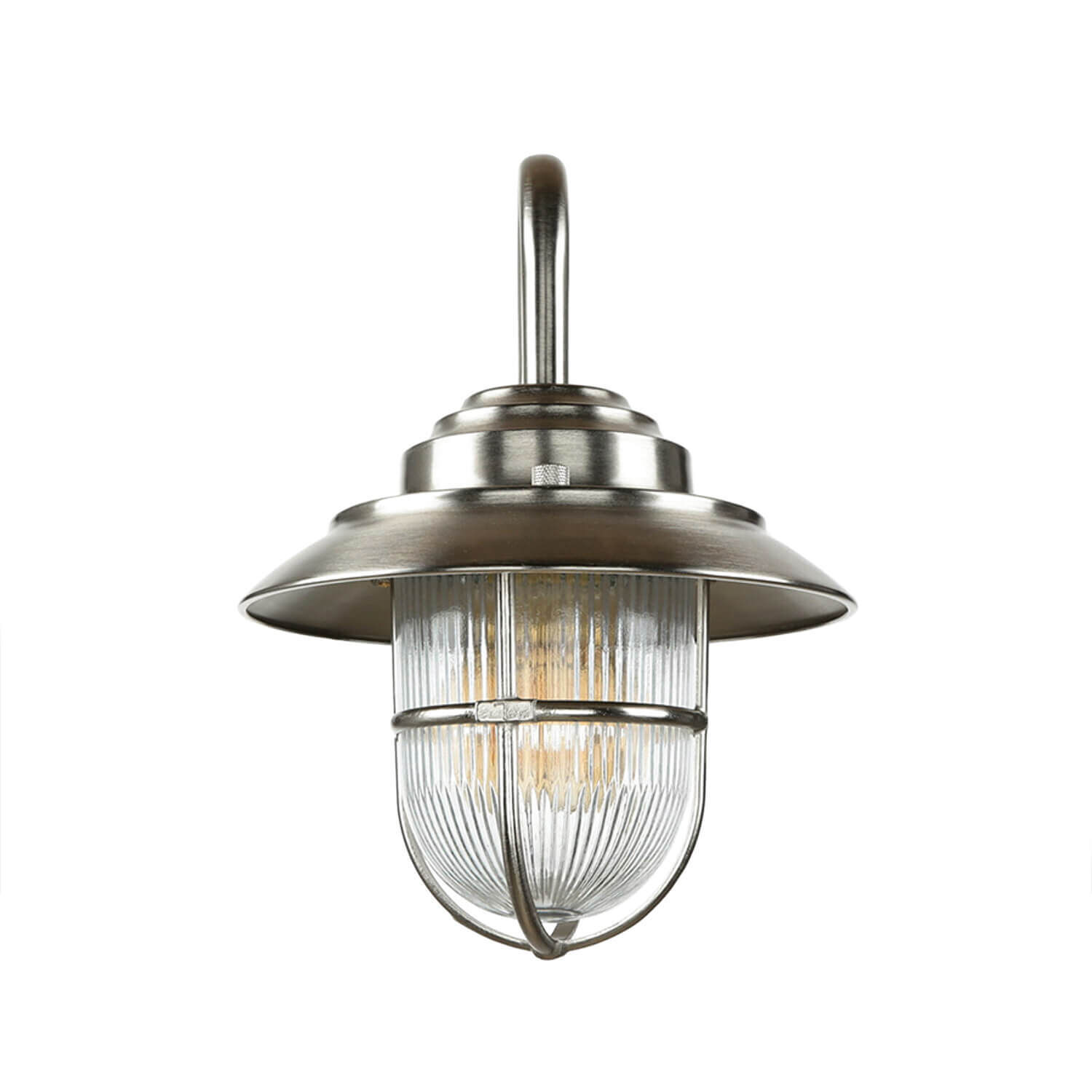 Wandlampe Außen Maritim Messing Riffelglas IP64 Hof