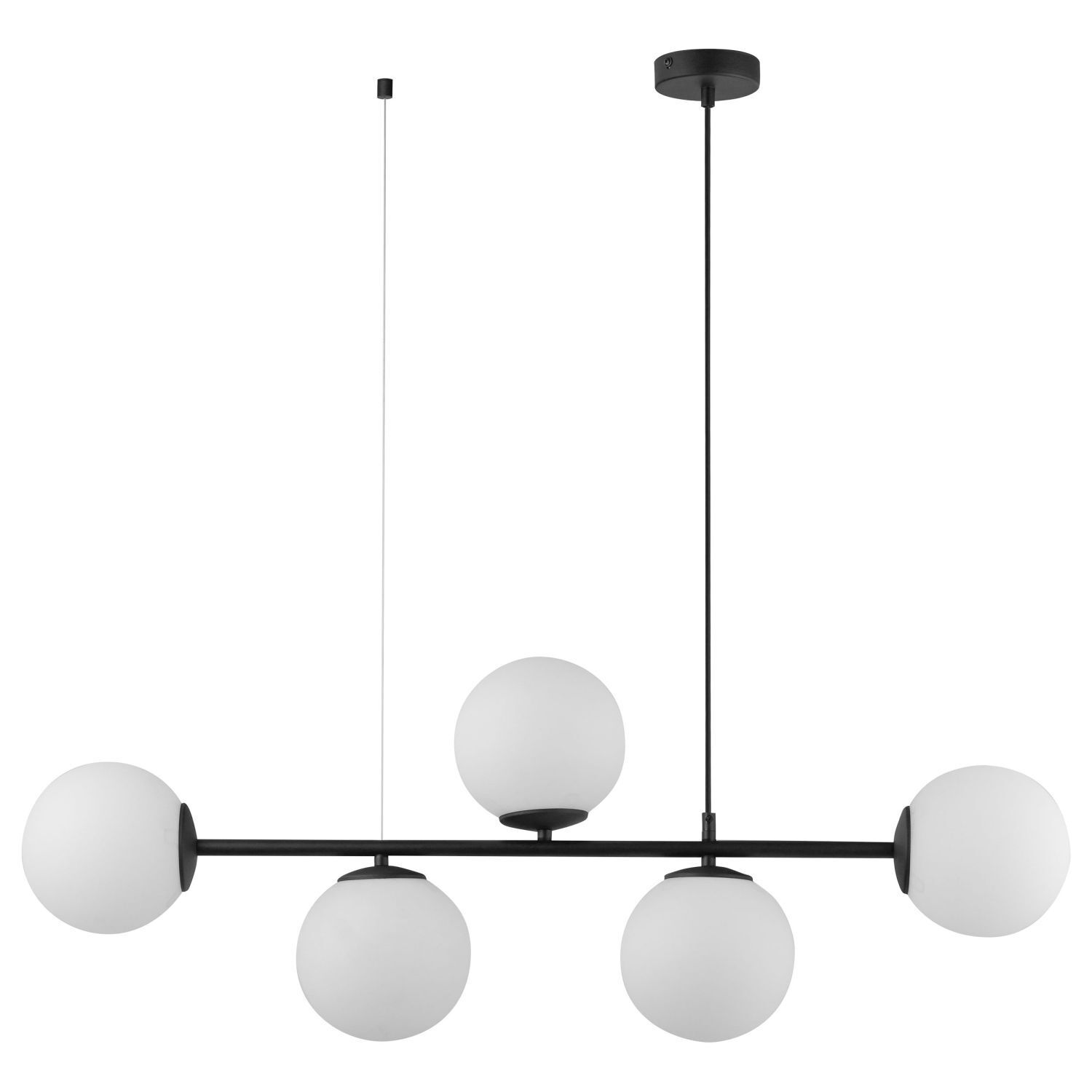 Hängelampe Modern B: 96 cm Metall Glas in Schwarz Weiß Leuchter, Lampe, Deckenventilator, Gerät, Elektrisches Gerät