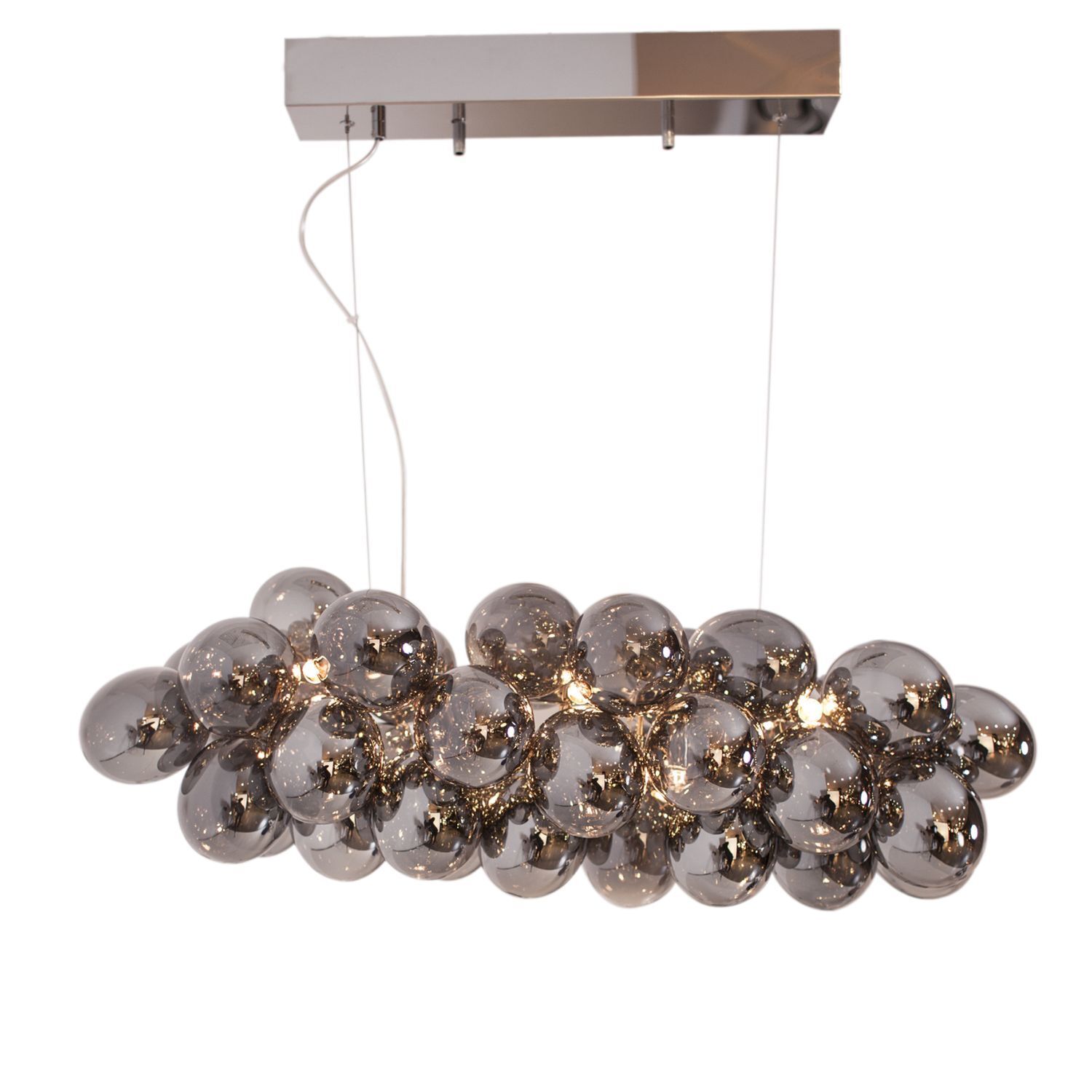 Pendelleuchte Metall Rauchglas L: 80 cm H: max. 120 cm 8x G9