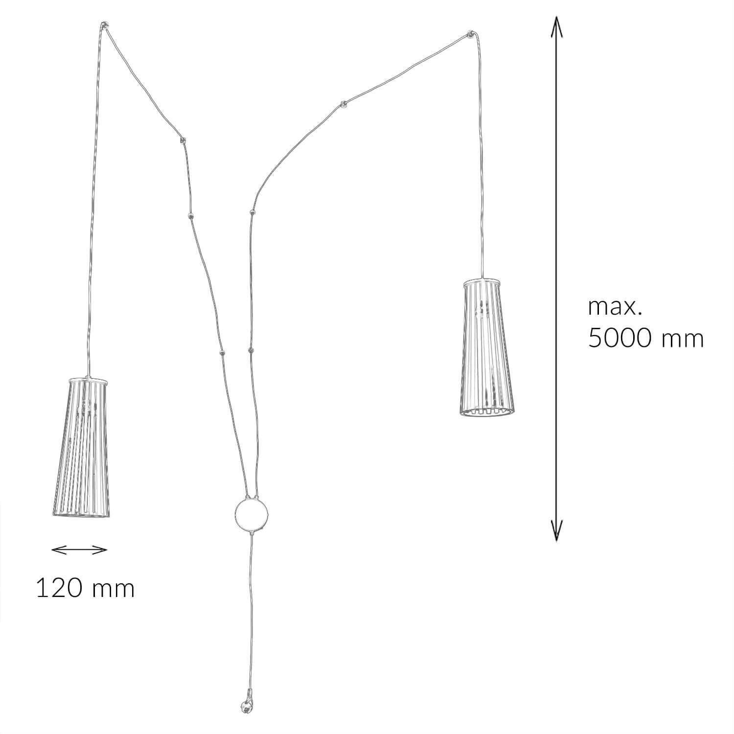  Pendelleuchte, hängende Lampe, Kabel-Pendant, Metallschirm, verstellbare Länge