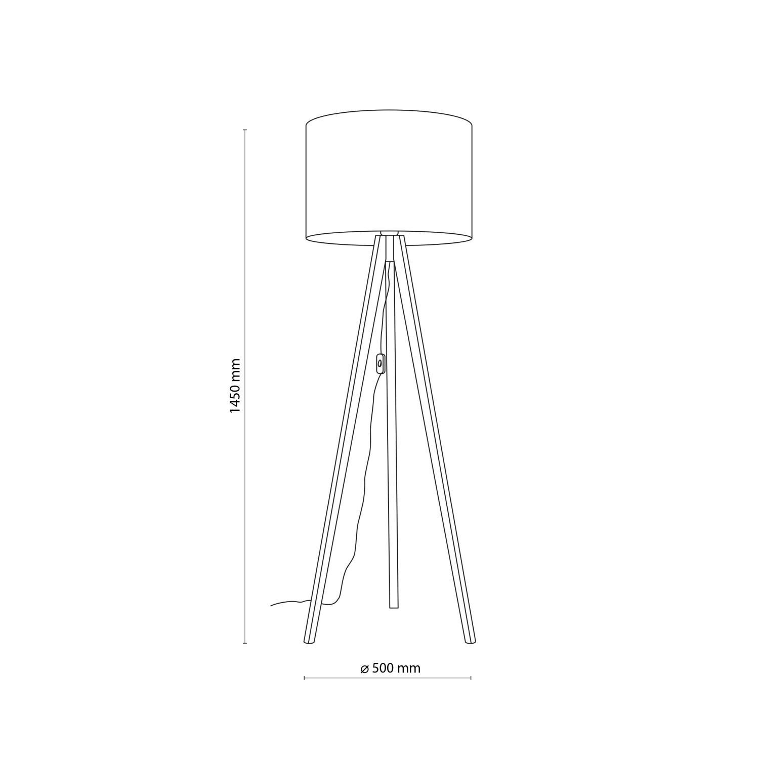 Stehlampe Schwarz 145 cm hoch Dreibein Holz Stoff E27