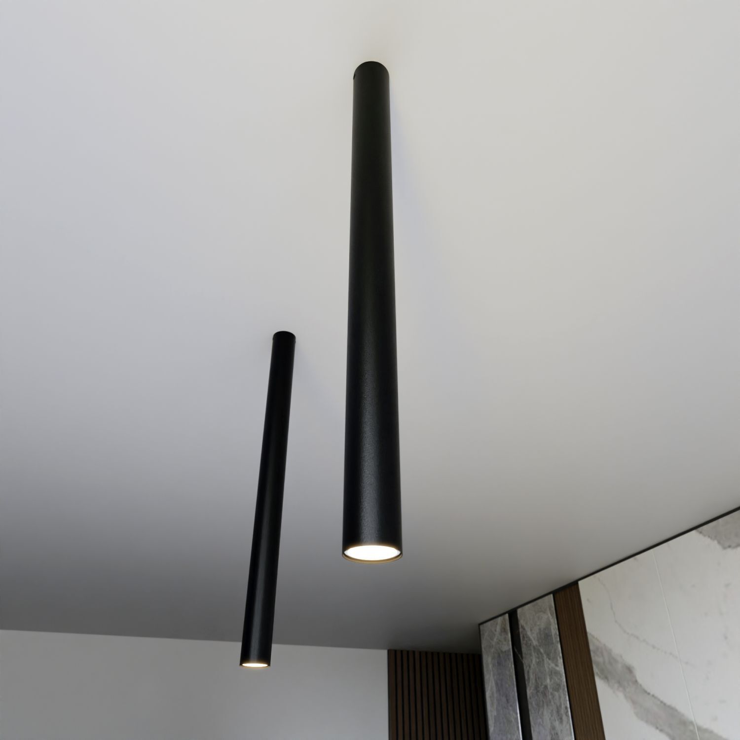Aufputz Deckenlampe Metall XXL H: 80 cm D: 6 cm GU10 Schwarz Deckenleuchte, Mace Club, Waffe, Lampe