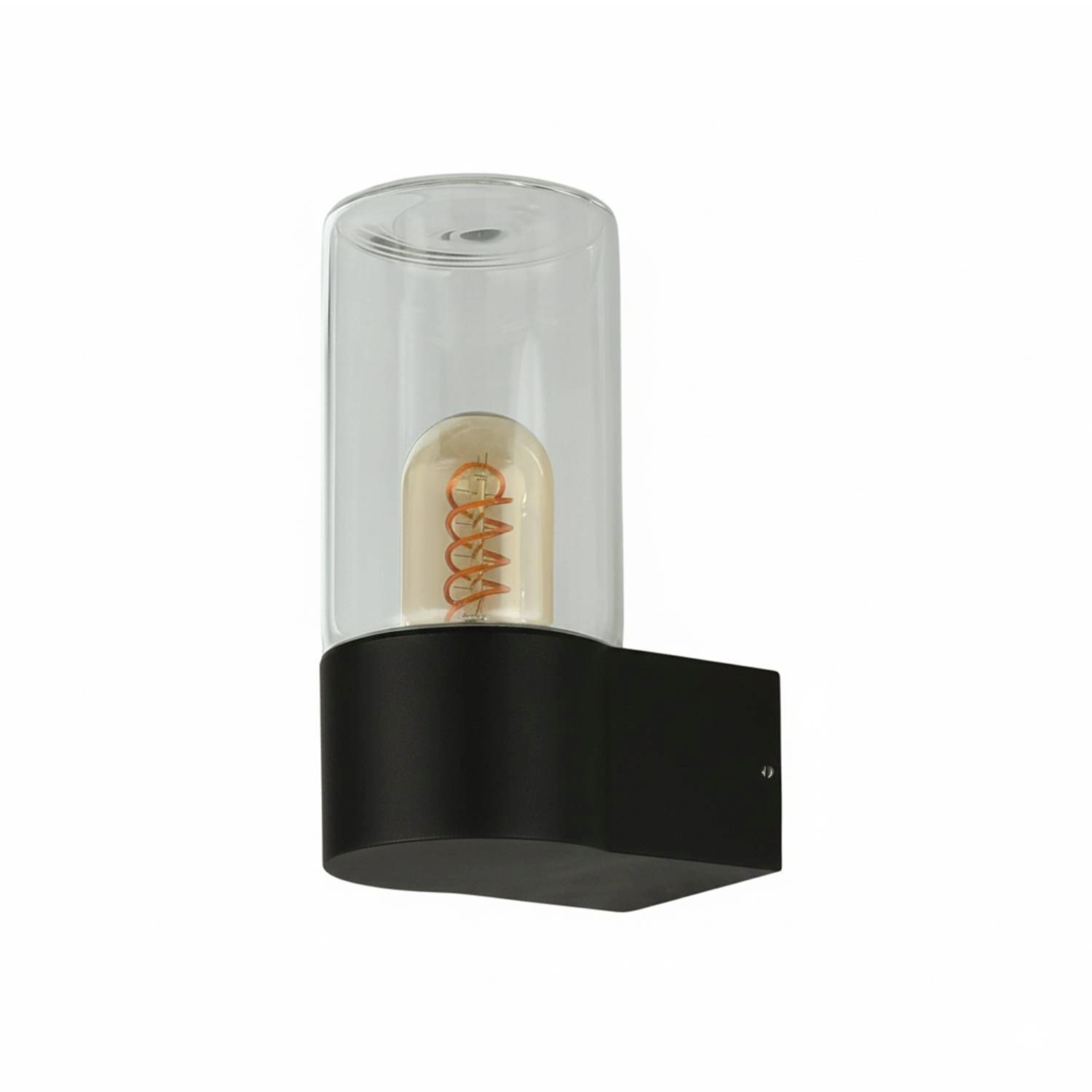 Wandlampe außen Rauchglas Aluminium E27 IP44 H: 19,7 cm Wandleuchte, Glühbirne, Kunststoff, Wandlampe, Schwarz