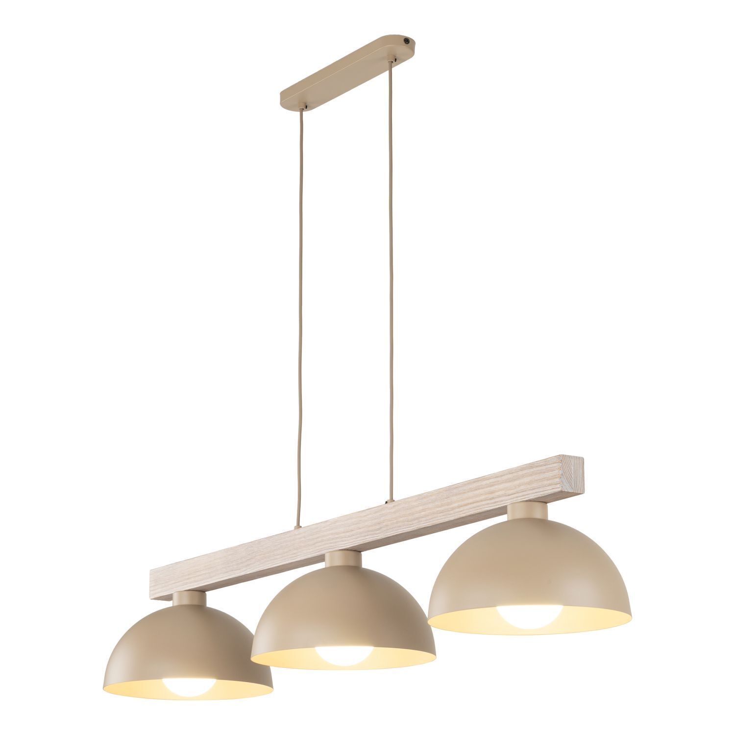 Hängelampe, Drei-Lampen-Design, Holzoptik, Beige, Schwenkbar?