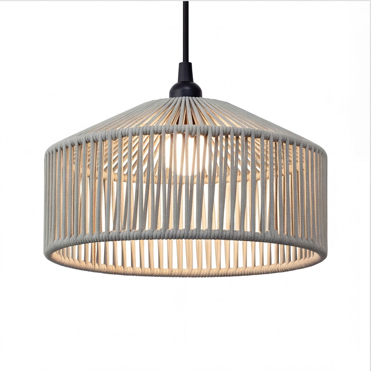 deckenleuchte, geflecht-schirm, tau-lampe, pendelleuchte, grau