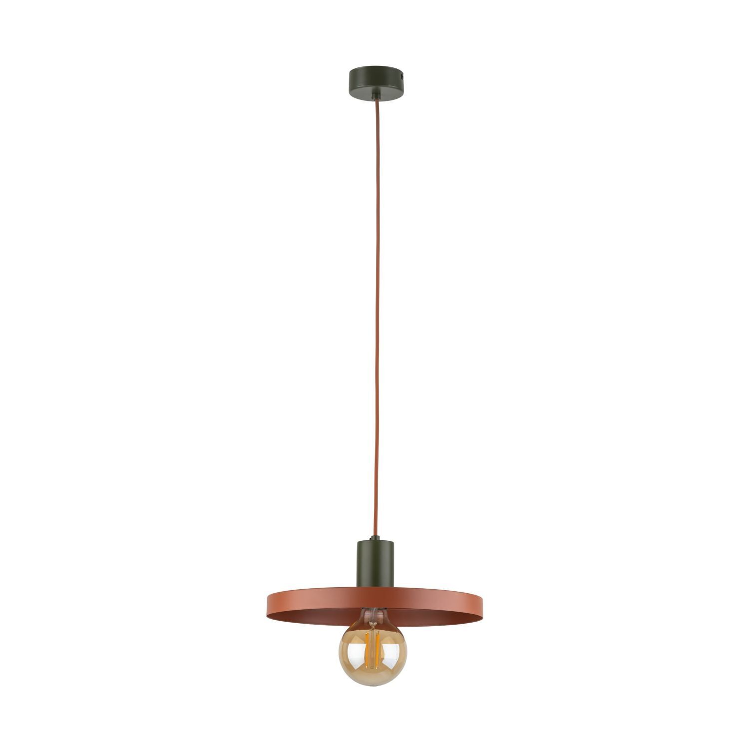 Suspension ronde E27 Ø30 cm brun vintage rouge brique