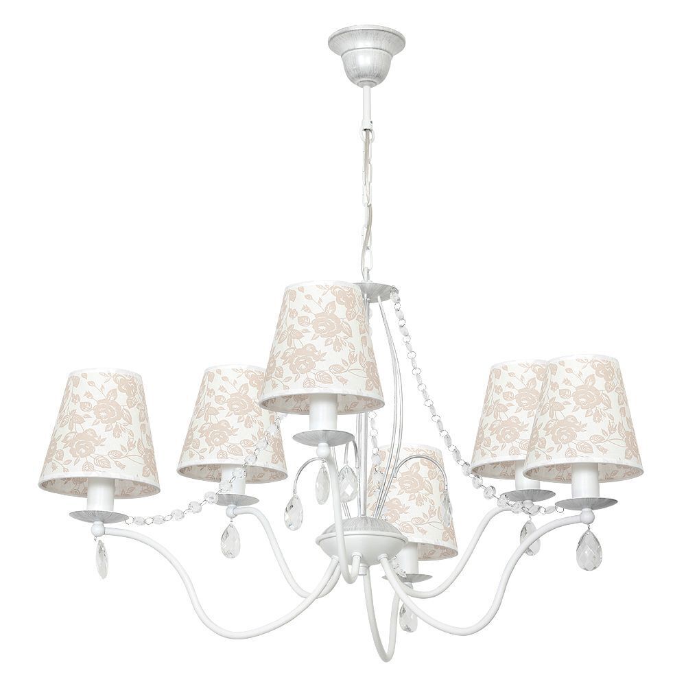 Lustre romantique motif floral abat-jour en tissu Leuchter, Lampe