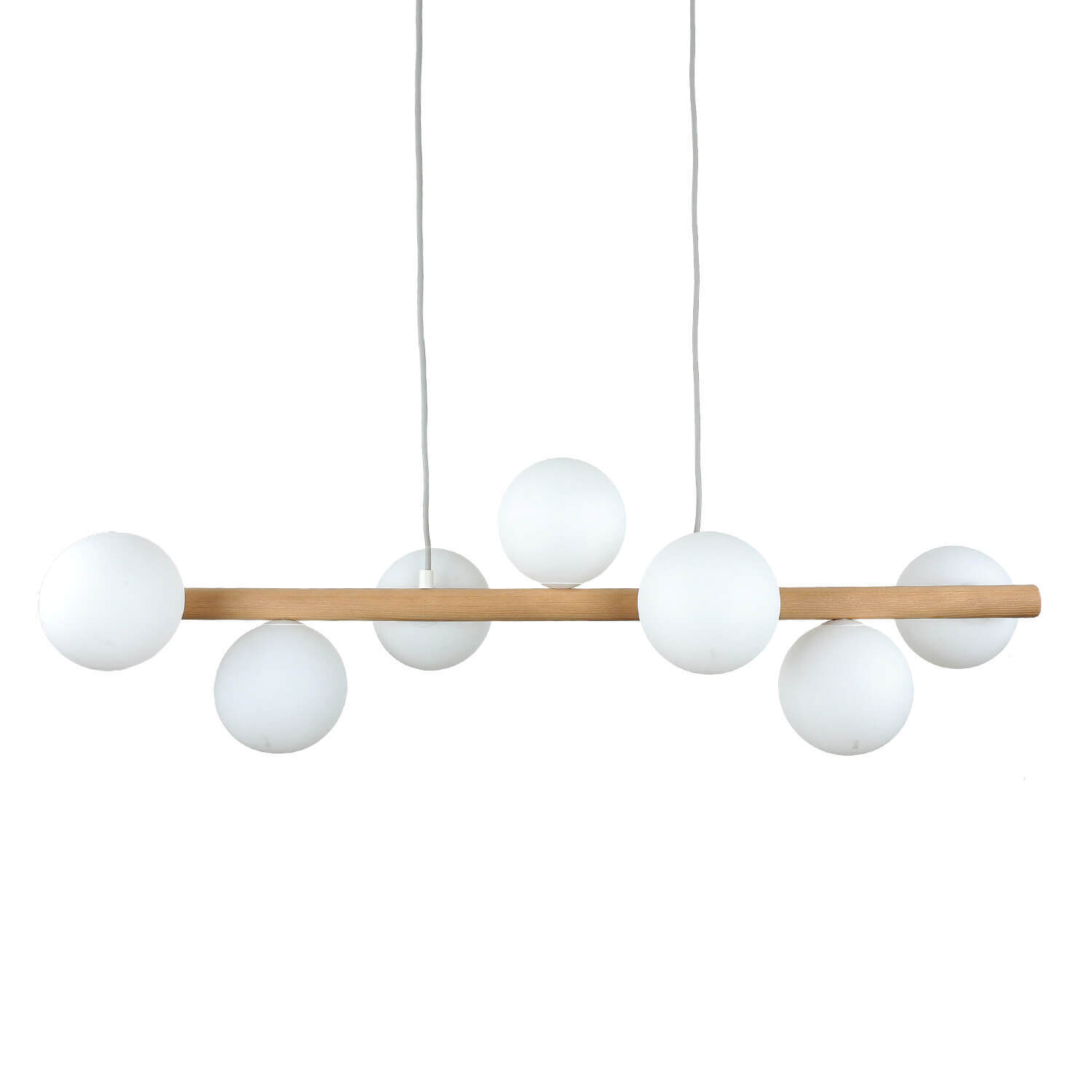 Hängelampe Holz Metall Glas L: 90 cm 7x G9 Modern Leuchter, Lampe