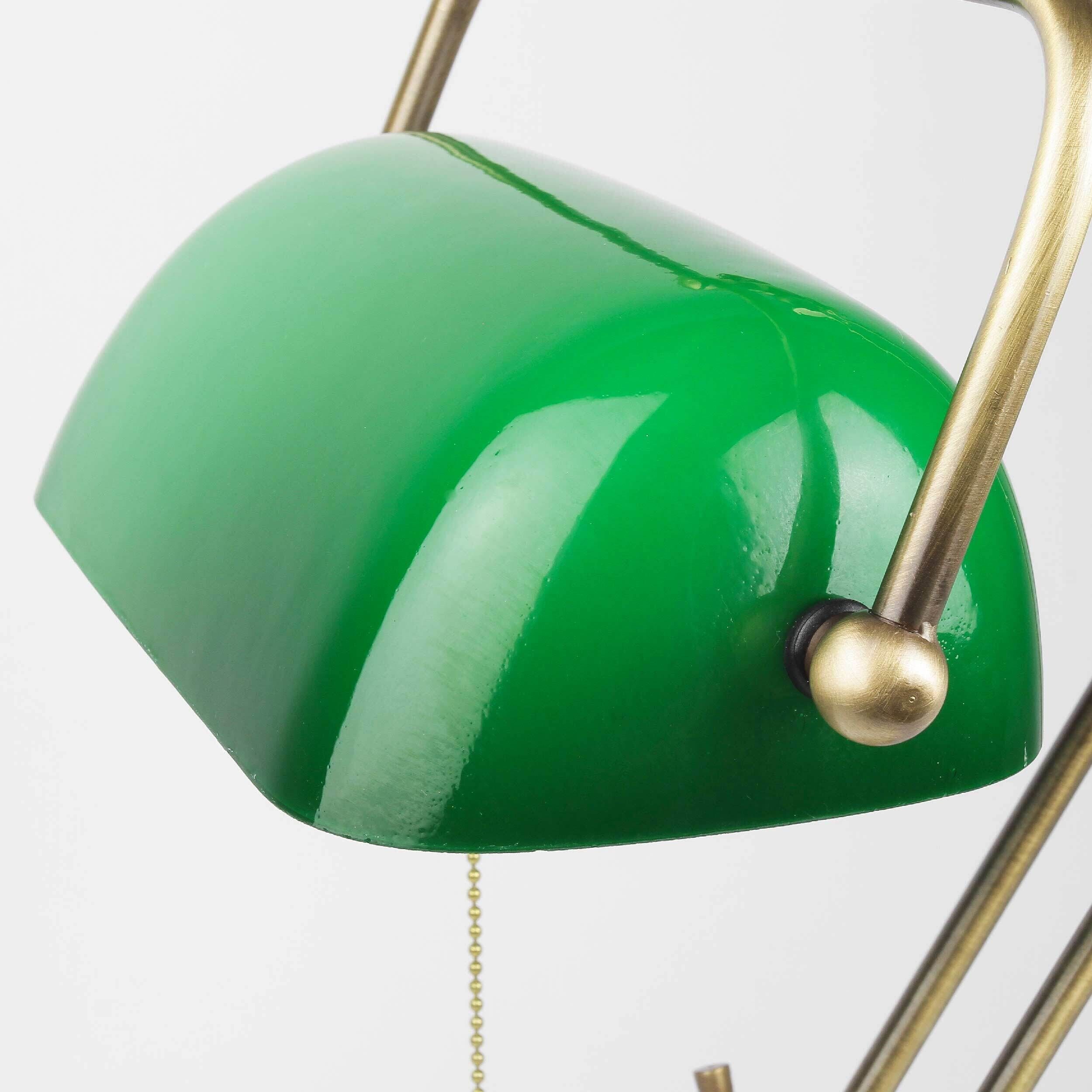 Banker Tischlampe aus Echt-Messing in Bronze Lampe, Zubehör, Lampenschirm, Edelstein, Schmuck