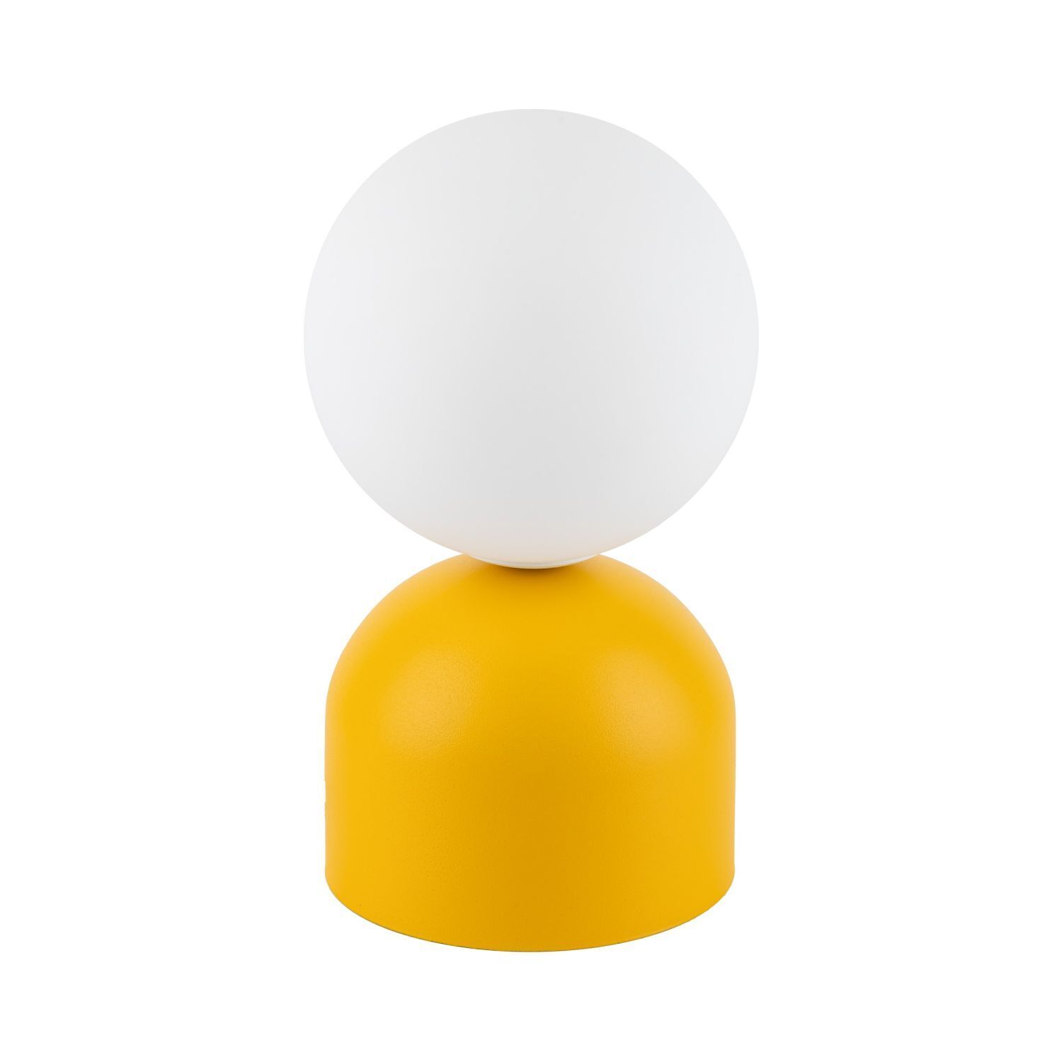 Lampe de table rétro verre métal H : 21 cm petit jaune blanc G9