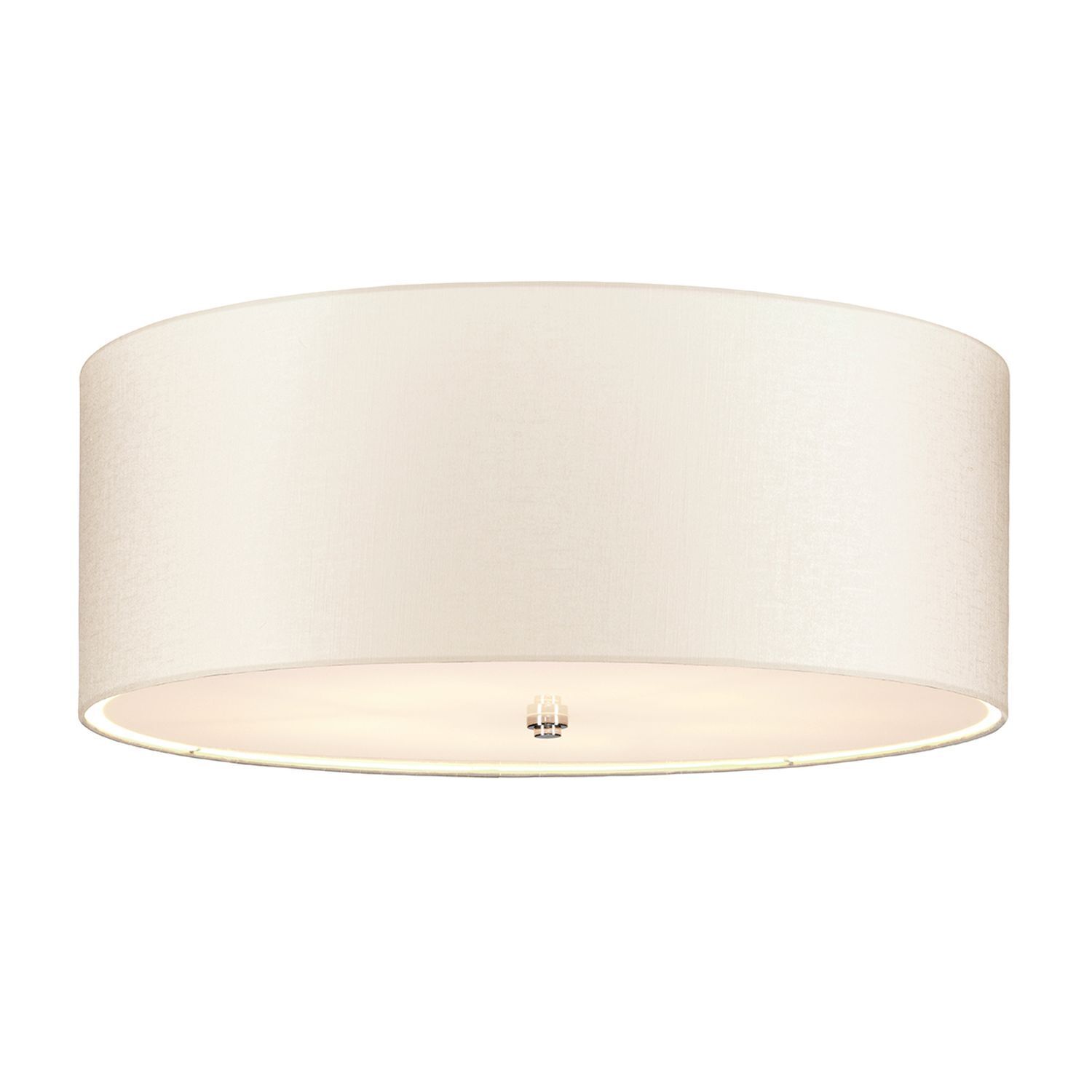 Deckenlampe Stoff Schirm in Creme Chrom rund 66 cm Deckenleuchte