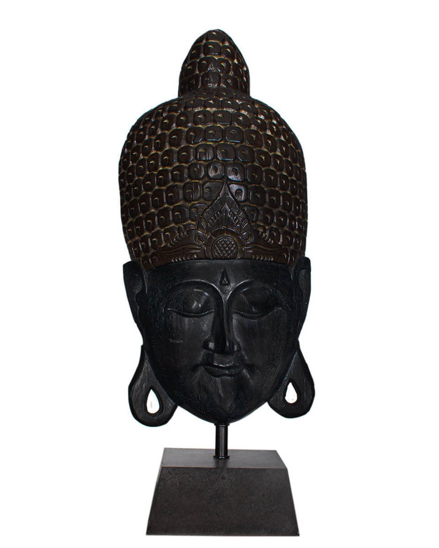 Tischlampe Holz E27 75 cm hoch Schwarz Dunkelbraun Bronze, Kunst, Erwachsener, Mann, Person