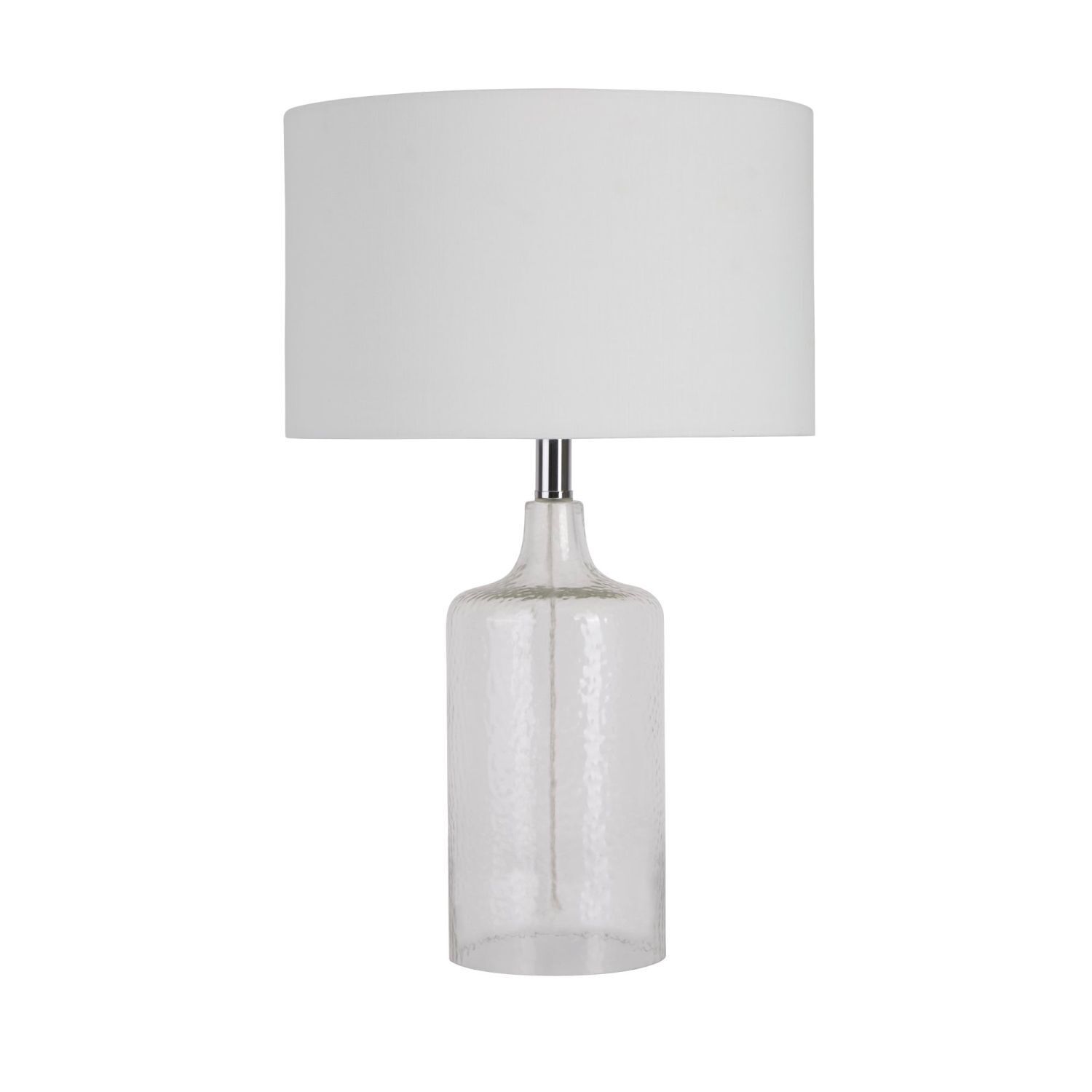 Lampe de table verre tissu blanc 62 cm E27 élégant