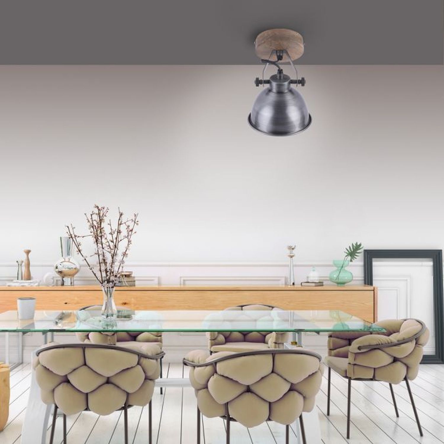 Beweglicher Deckenspot Holz Metall E14 Industrial Beweglicher Deckenspot Holz Metall E14 Industrial