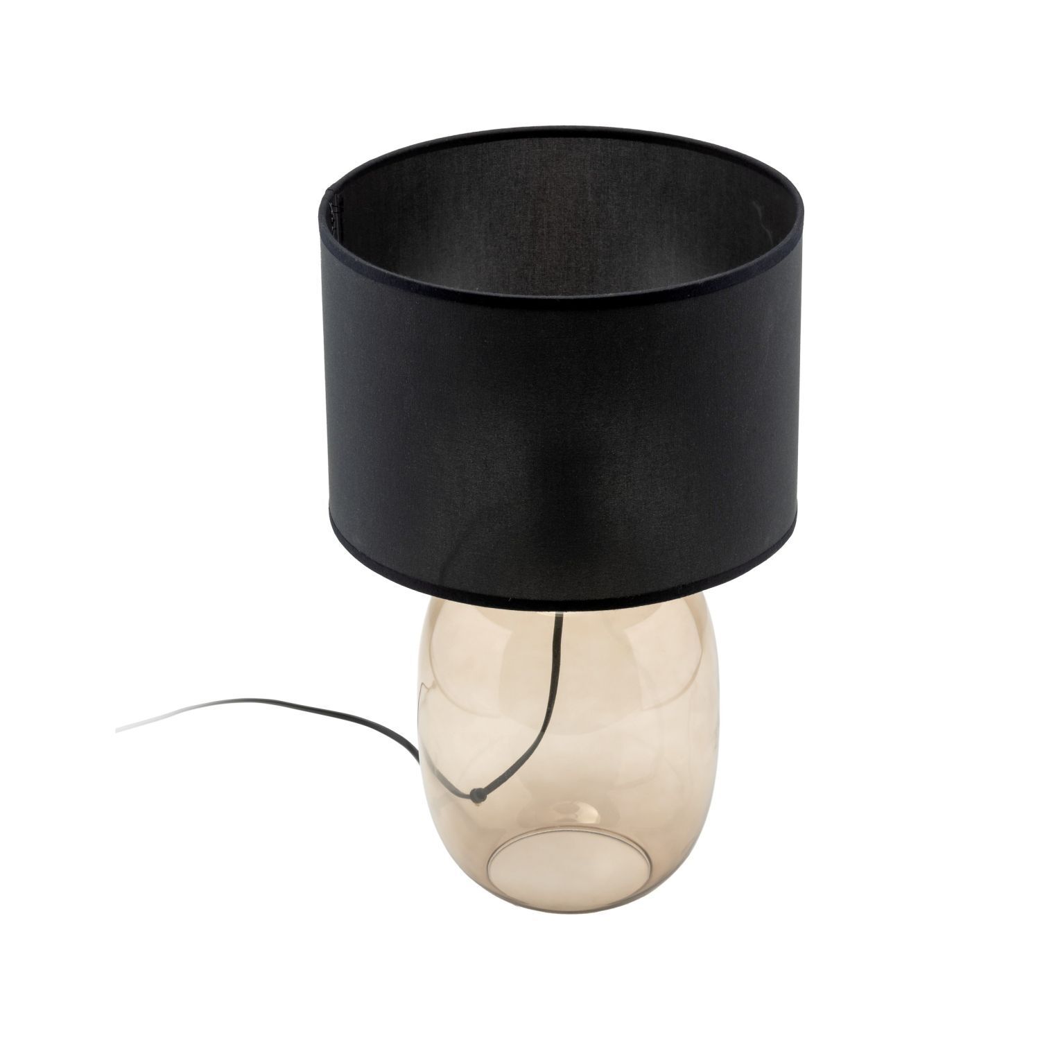 Lampe de table verre fumé tissu E27 48 cm Ø 30 cm KYLE