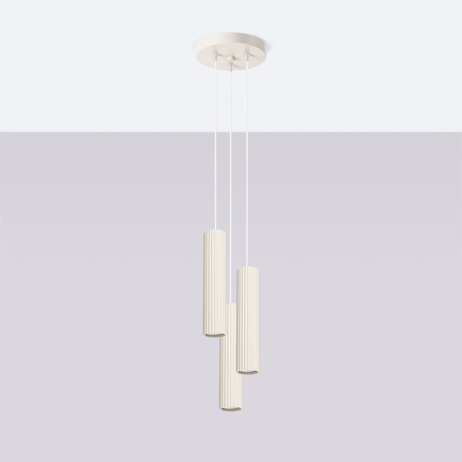 Moderne Hängelampe in Creme 3-flammig GU10 schmal Ø 19,5 cm