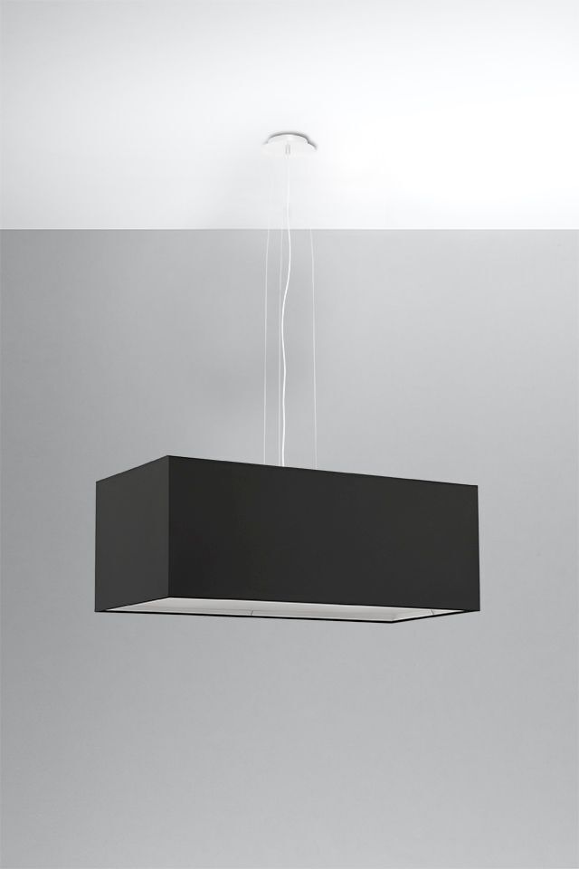 Lampe à suspendre Noir Tissu Verre carré L : 80 cm Moderne