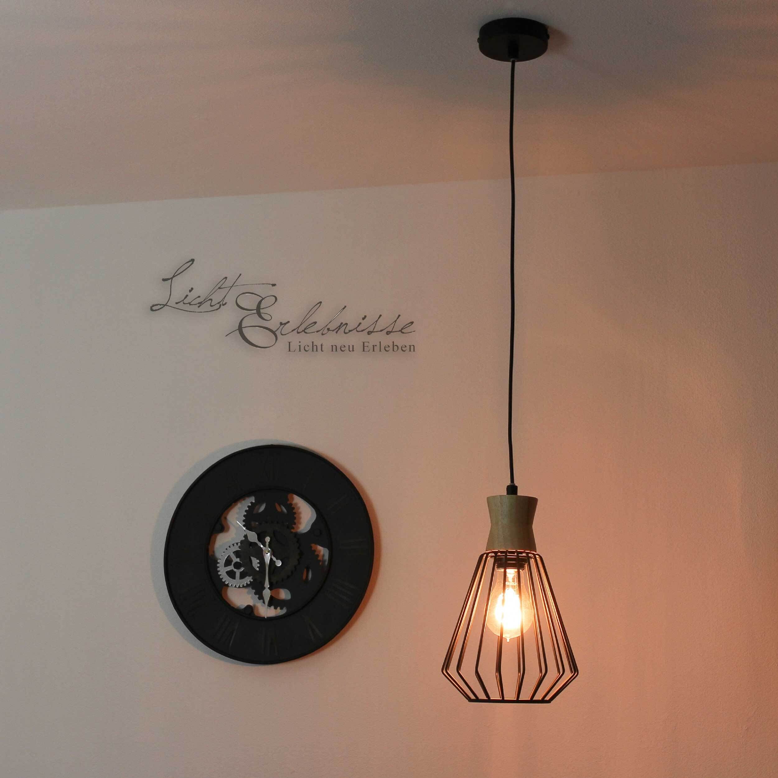 Vintage Hängeleuchte E27 in Holz Optik für die Küche Lampe