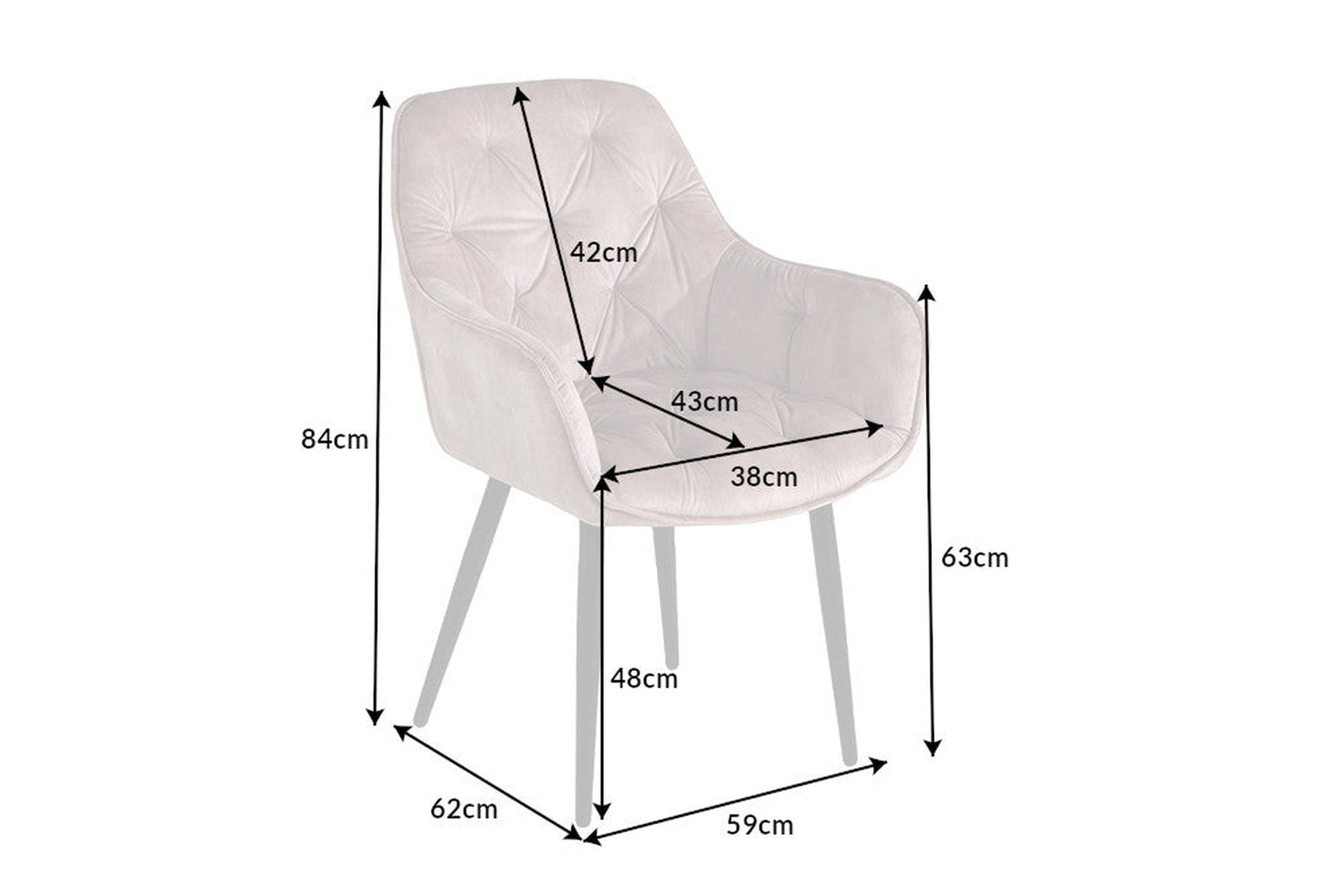 Armlehnstuhl Chesterfield Samt Metall in Beige Schwarz Moebel, Stuhl