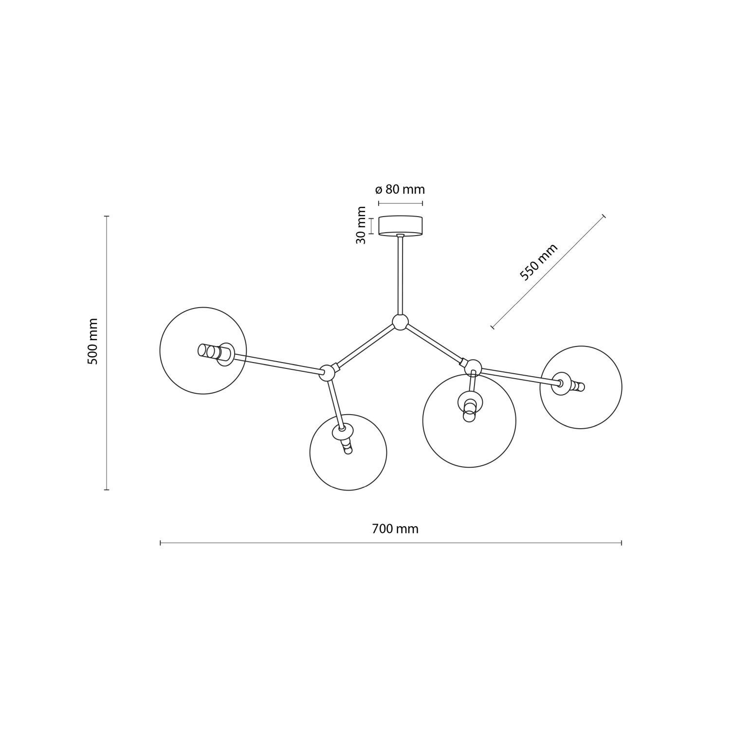 Plafonnier verre métal 74 cm de long en or 4x G9 VINZA Diagramm, Plan, Handlung