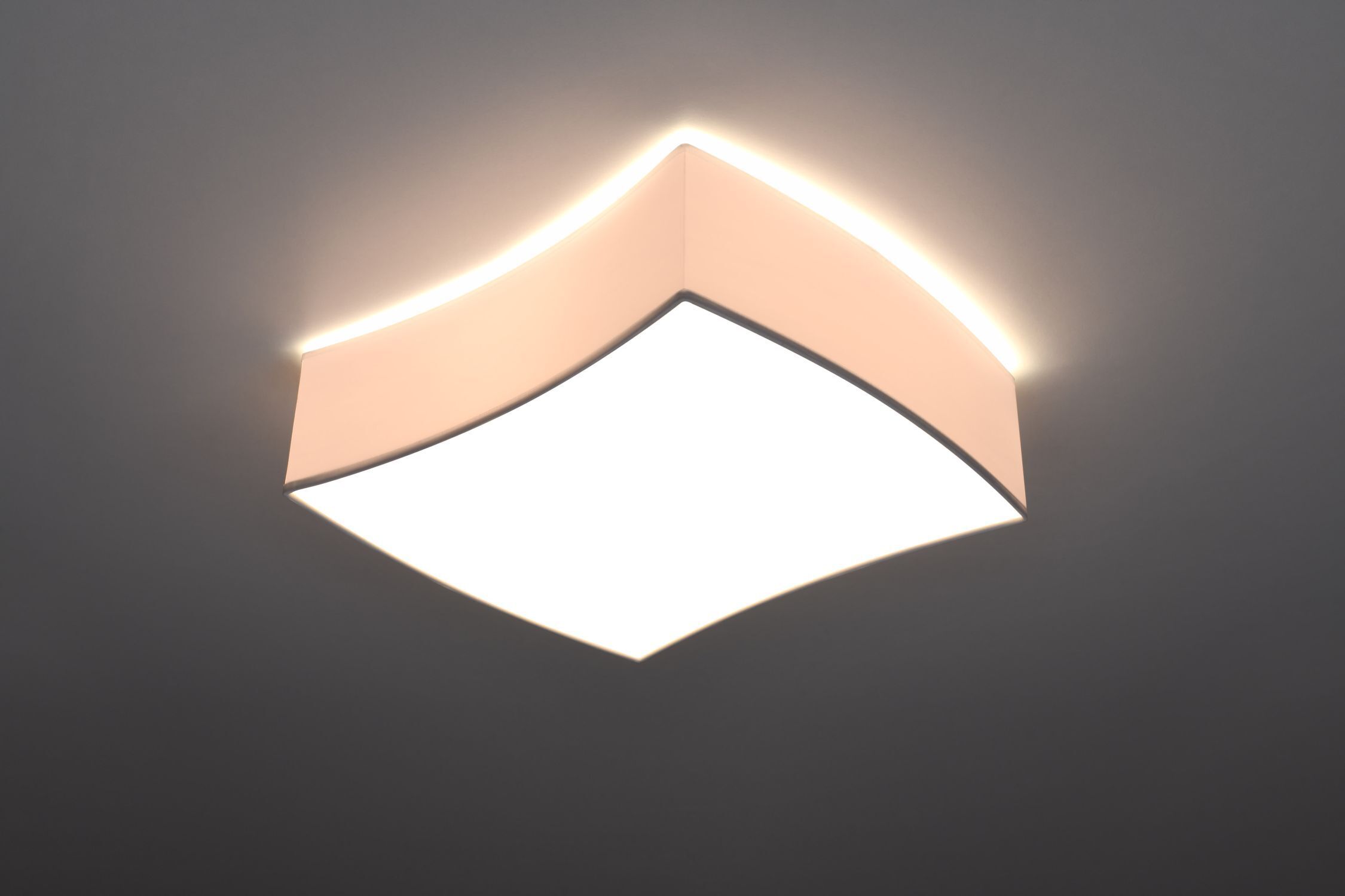 Plafonnier blanc 39 cm de long faible éblouissement 2x E27 BREEL