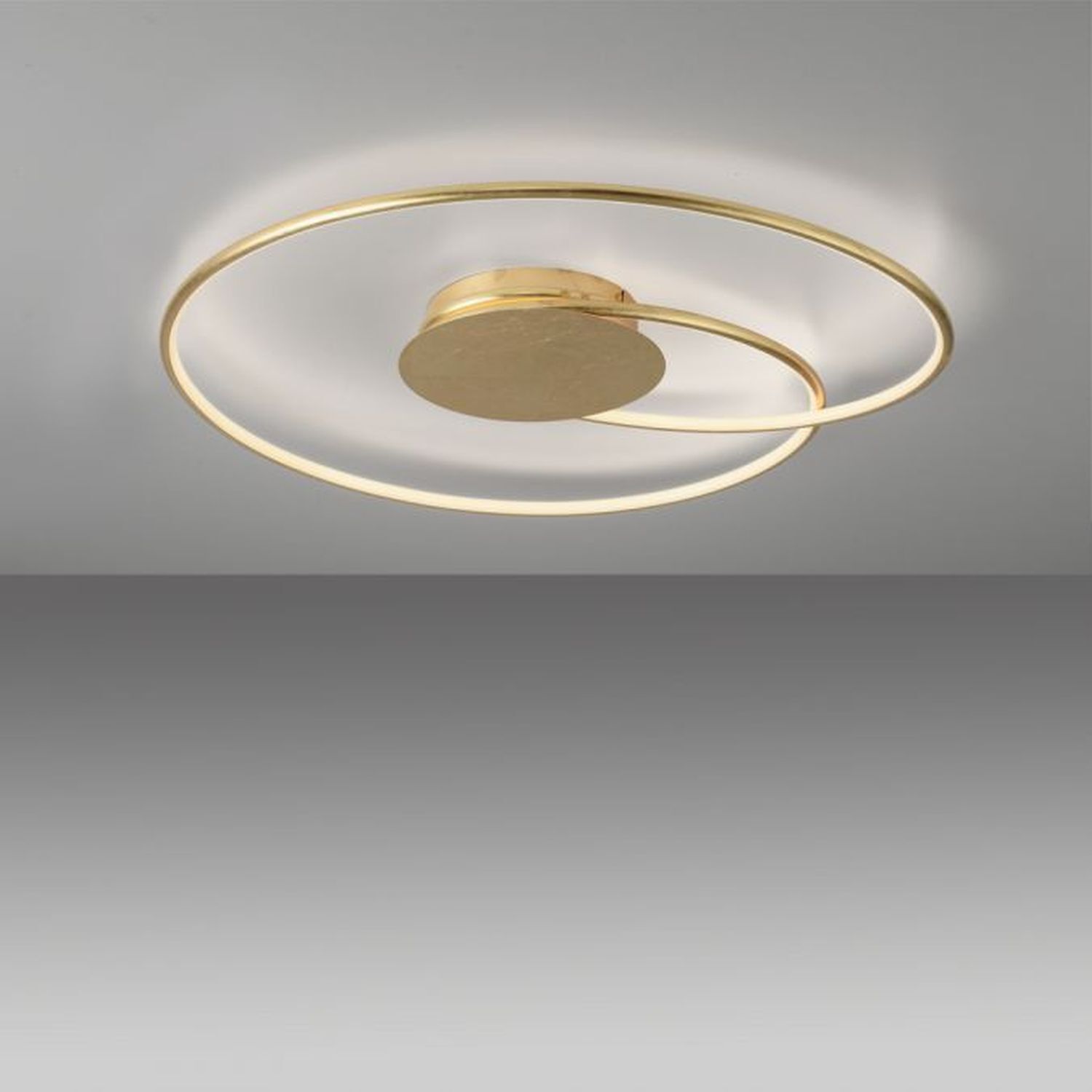 LED Deckenleuchte Leuchtringe Metall in Gold L:70 cm Deckenleuchte, Leuchte