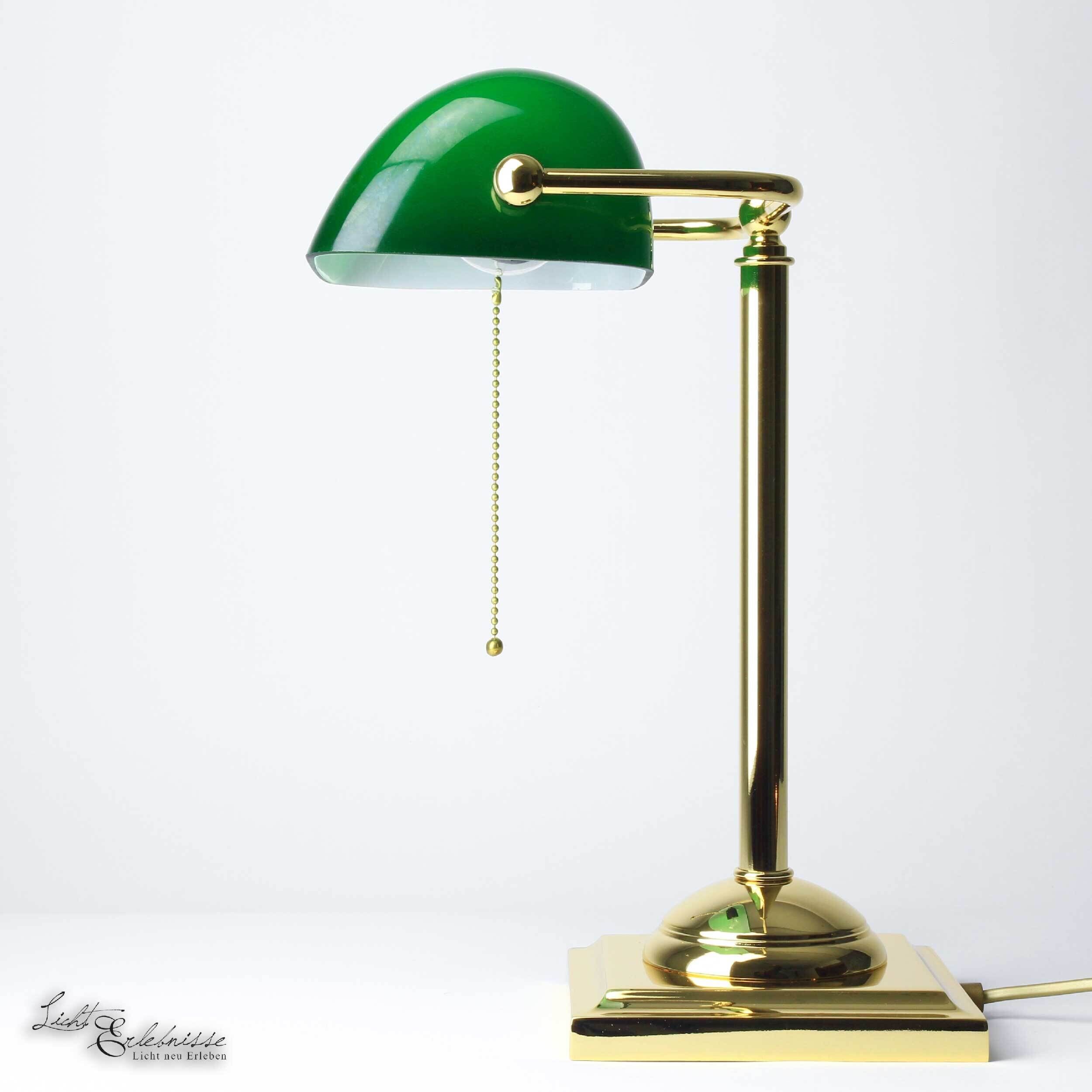 Designer Bankerleuchte mit 24K vergoldet Lampe, Lampenschirm, Tischlampe