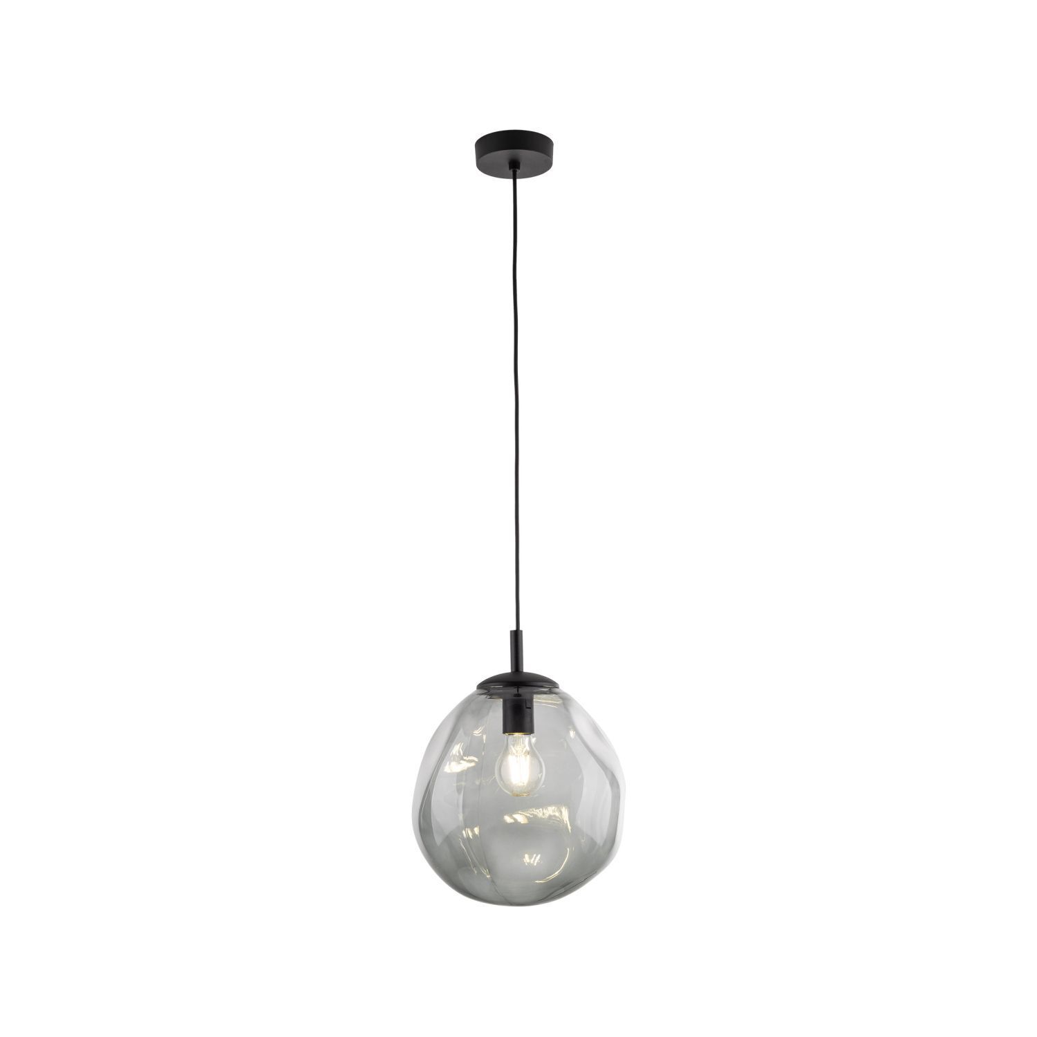 Hängelampe Rauchglas E27 B: 25 cm H: max. 175 cm Schwarz Grau Lampe, Leuchte