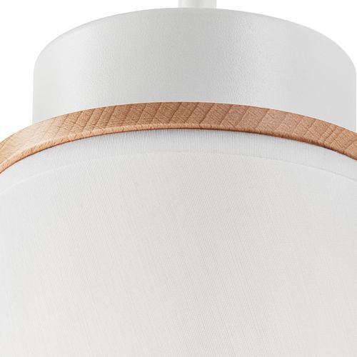 Pendelleuchte Weiß Holz Stoff Metall 4-flmg Lampe