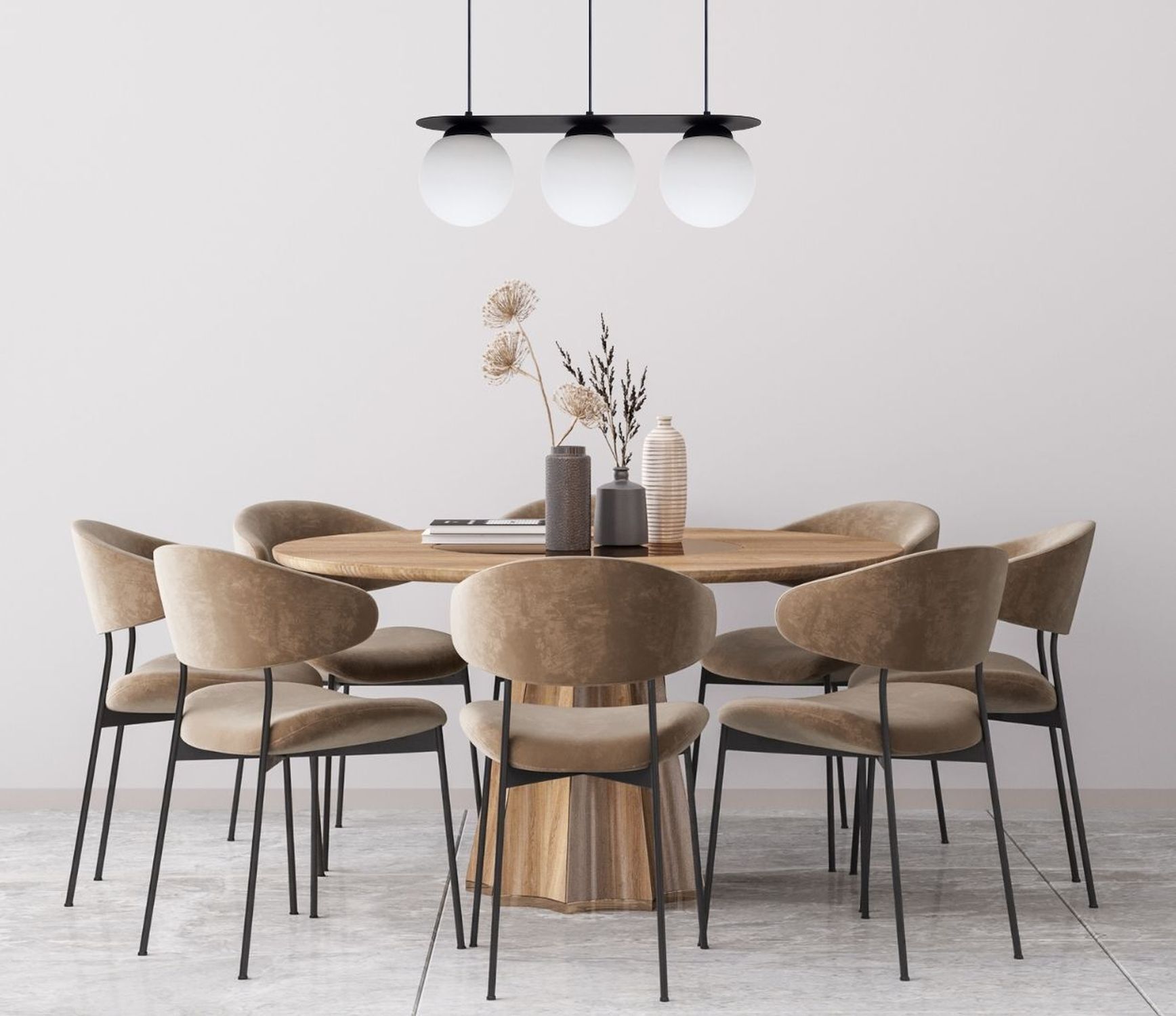 Blendarme Hängeleuchte Glaskugeln E27 3-flmg Schwarz Speisesaal, Esstisch, Mobiliar, Tabelle, Tischplatte