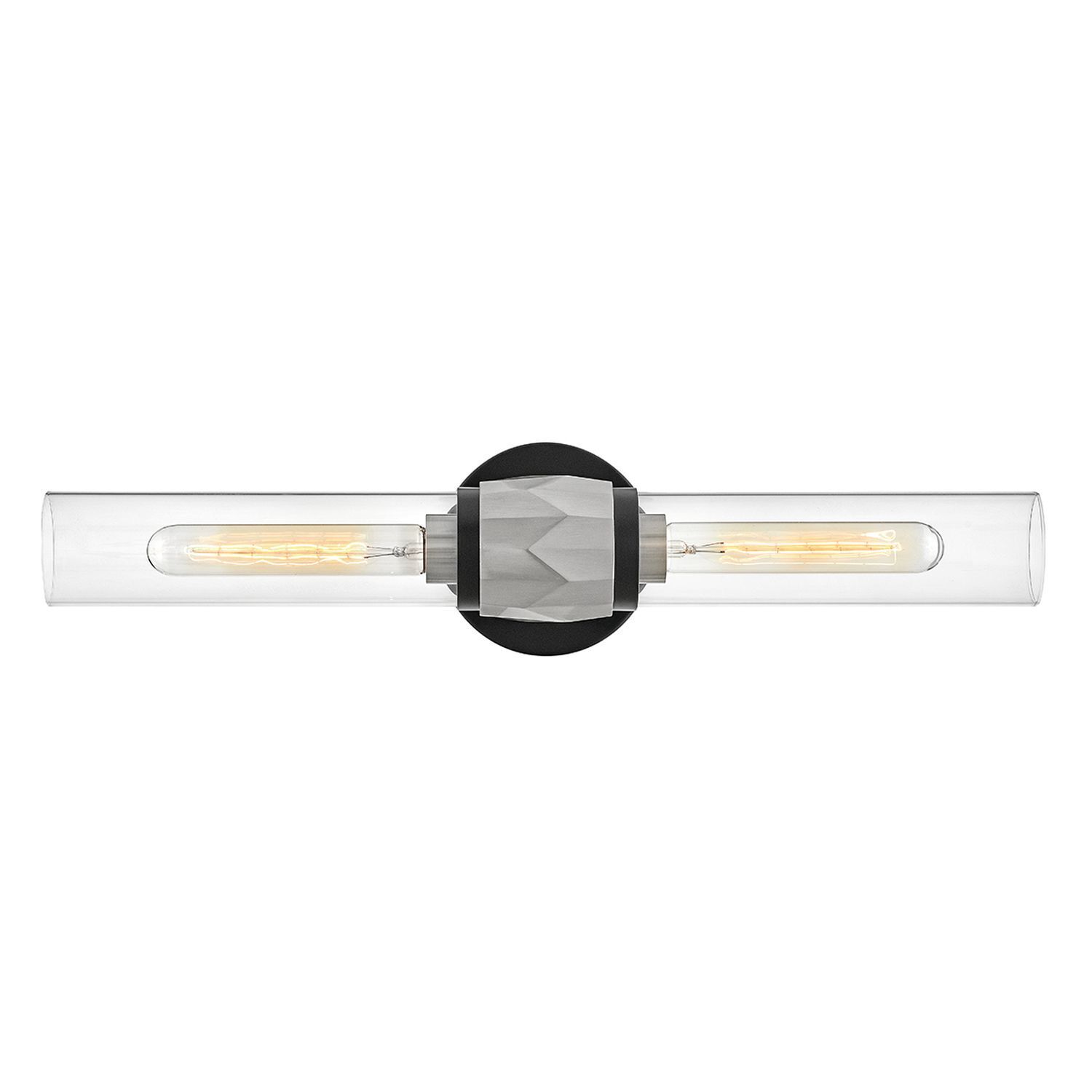Lampe de salle de bain métal verre L : 56,5 cm IP44 E27 2 flammes