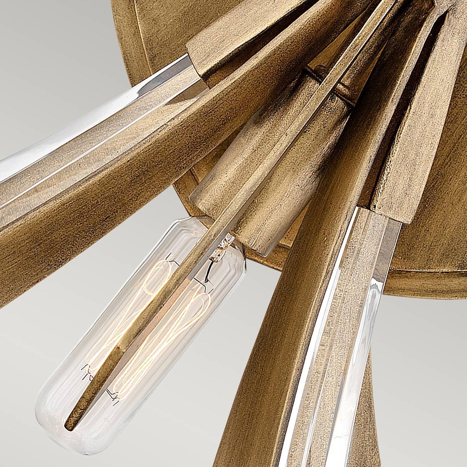 Wandleuchte Kristall Metall 43,8 cm hoch in Gold brüniert Leuchtmittel, Glühbirne, Birne, Edison-Lampe, Dekolampe