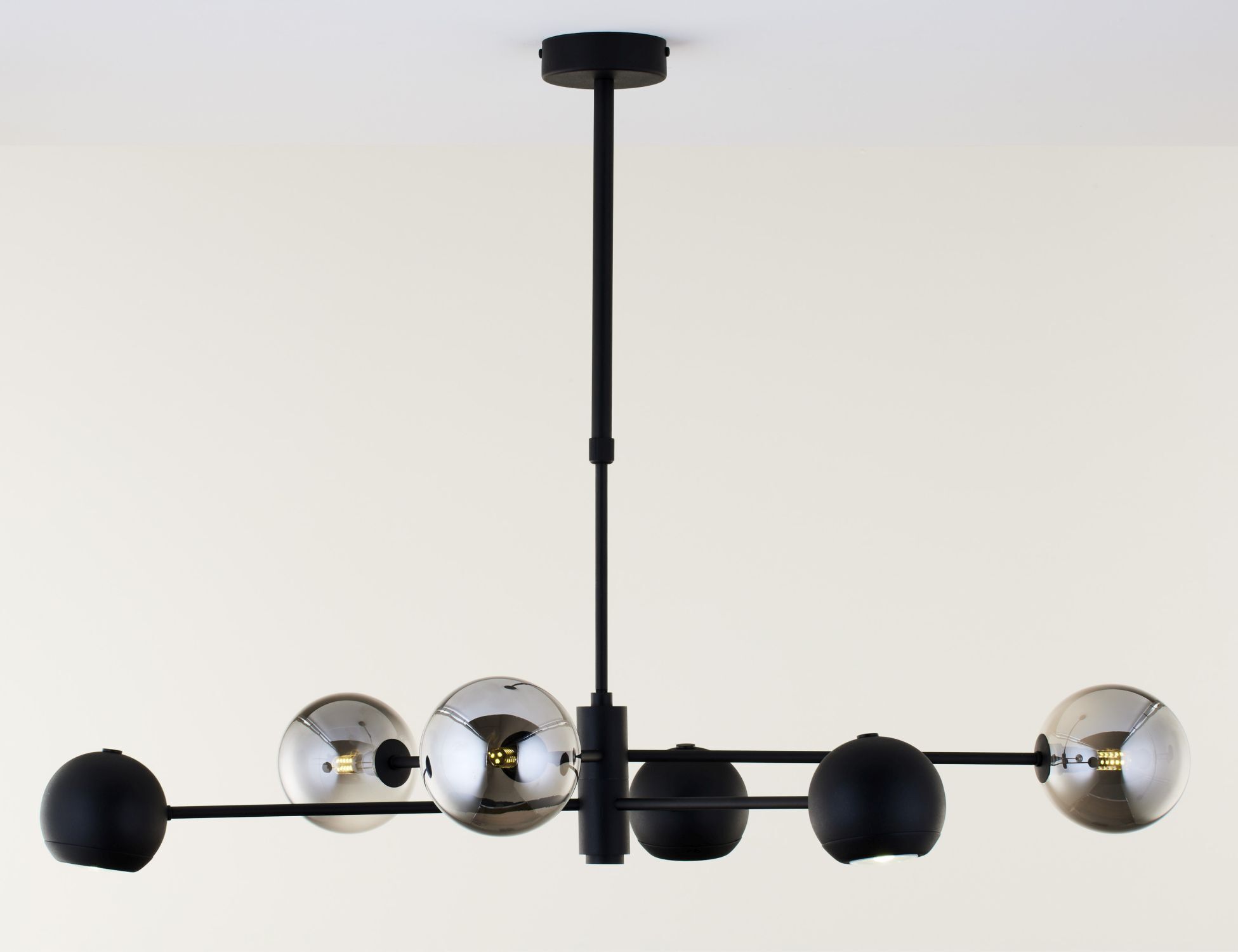 Deckenleuchte Metall Glas L:94 cm G9 GU10 Schwarz Chrom