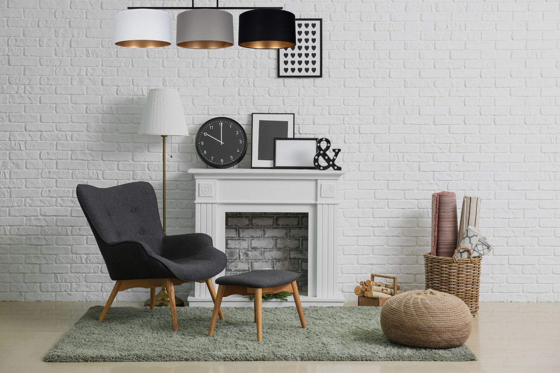 Deckenlampe Stoff Weiß Graphit Schwarz E27 100 cm lang wohnzimmer, sesselliege, grau, lampen, kamin mantel