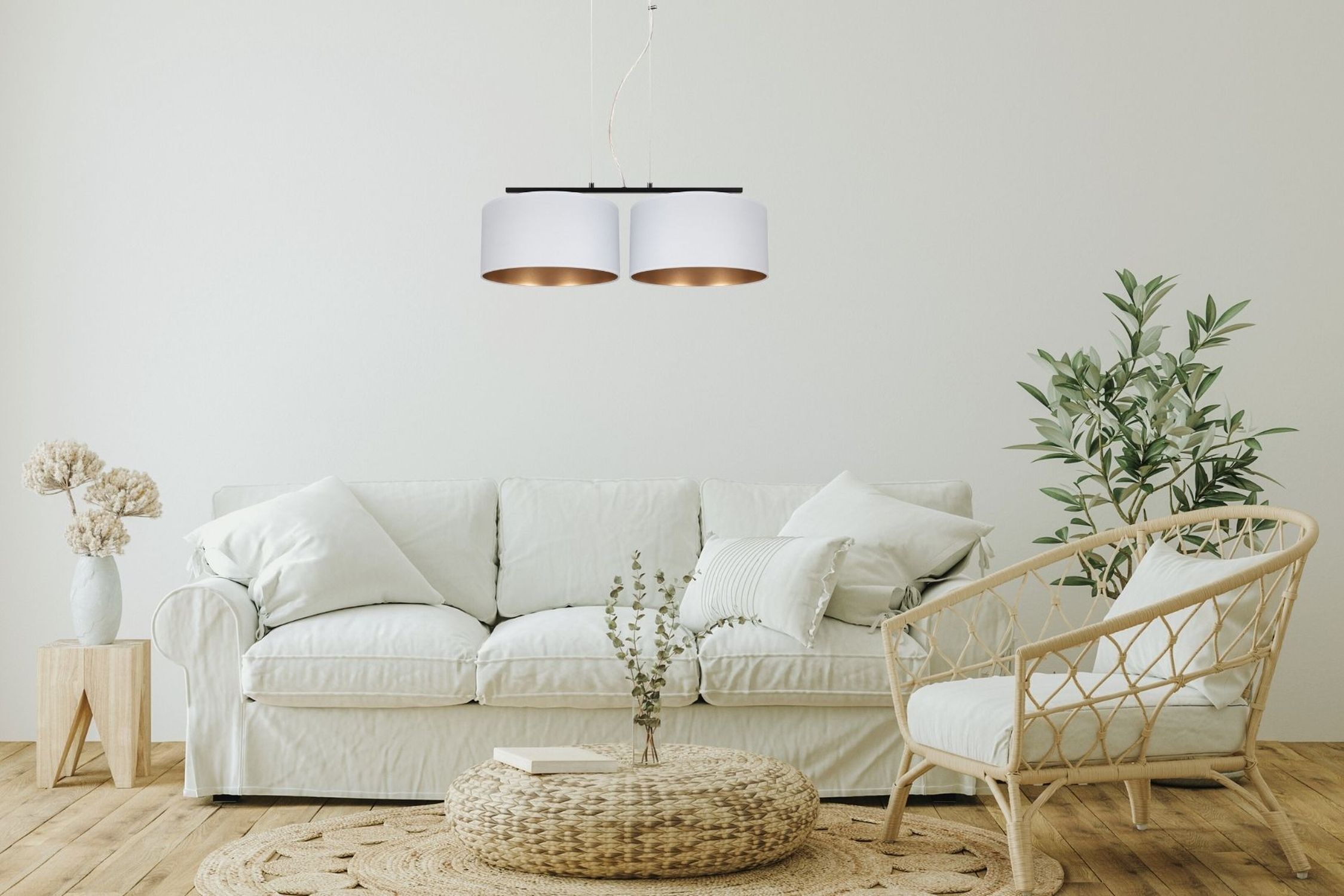 Tissu Lampe à suspendre noir blanc or E27 70 cm de long