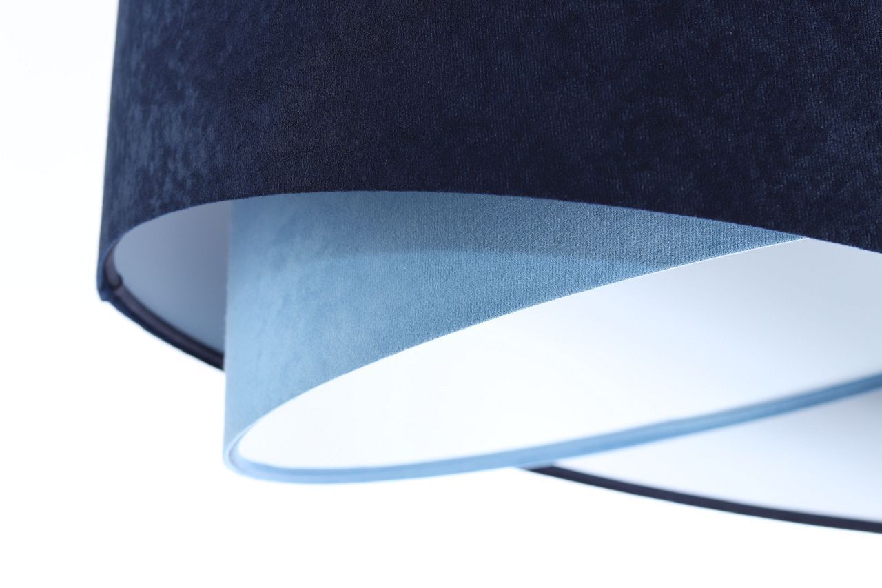 Hängeleuchte Blau E27 rund D: 50 cm Velours Optik Stoff Lampe, Lampenschirm