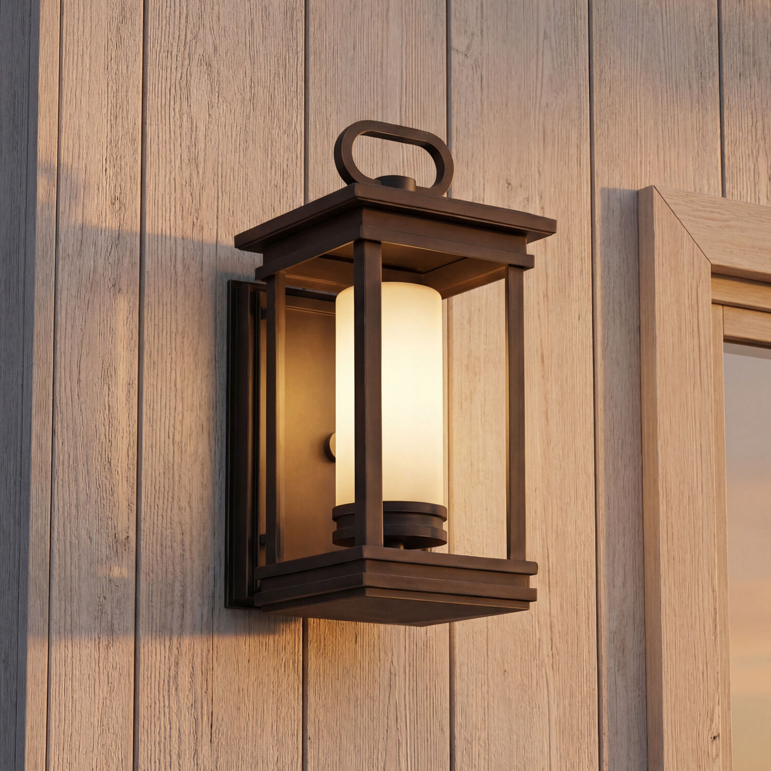 Wandleuchte, Außenlampe, Laterne, Bronzefarben, Glaskörper
