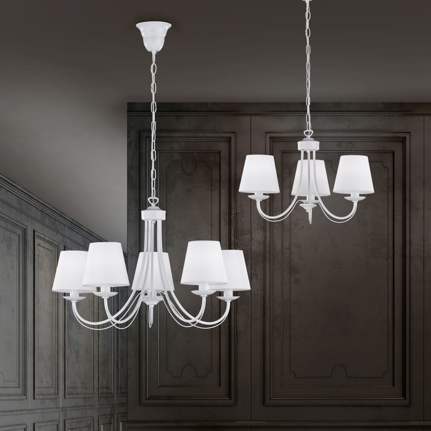 Gemütlicher Kronleuchter Stoff Metall Stoff E14 3-flmg Leuchter, Lampe