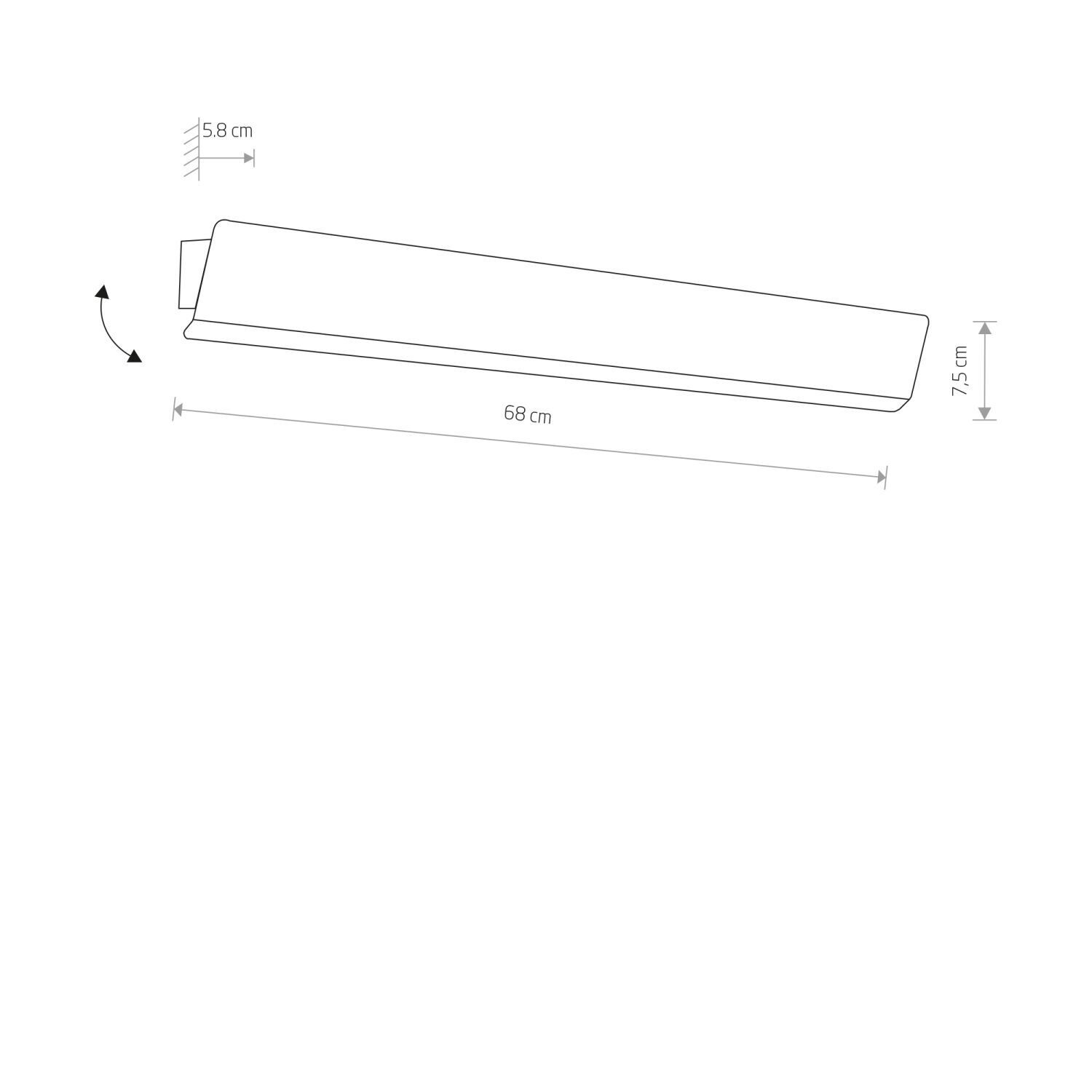 Wandlampe mit LED T8 Up Down Weiß 3000 K 1700 lm Metall