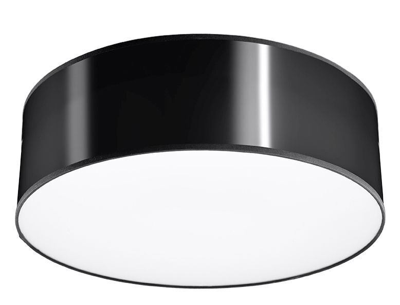 Plafonnier noir Ø 25 cm rond plat E27 ATISS