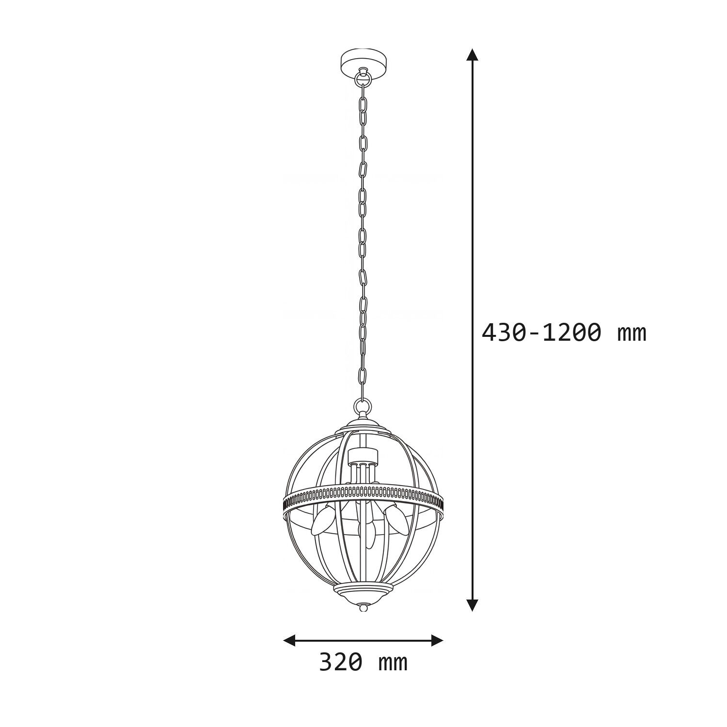 Hängelampe rund Ø 32 cm Jugendstil Kugel Schirm Chrom Klar _dependant_light, _hängende_lampe, _orb_kronleuchter, _kette_aufhängung, _innenbeleuchtung