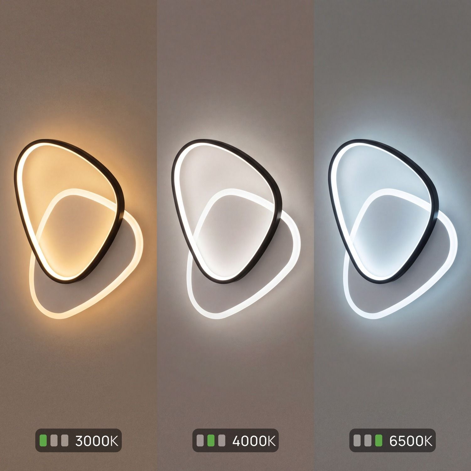 led-lampen-wohnzimmerbeleuchtung-led-badleuchte-herlohn-1x-led-mit-40w-leuchtmittel-inklusive-weiss-schwarz-le110954-006 neon light, Wandlampen, LED, Farbtemperatur, Dreifachpanel